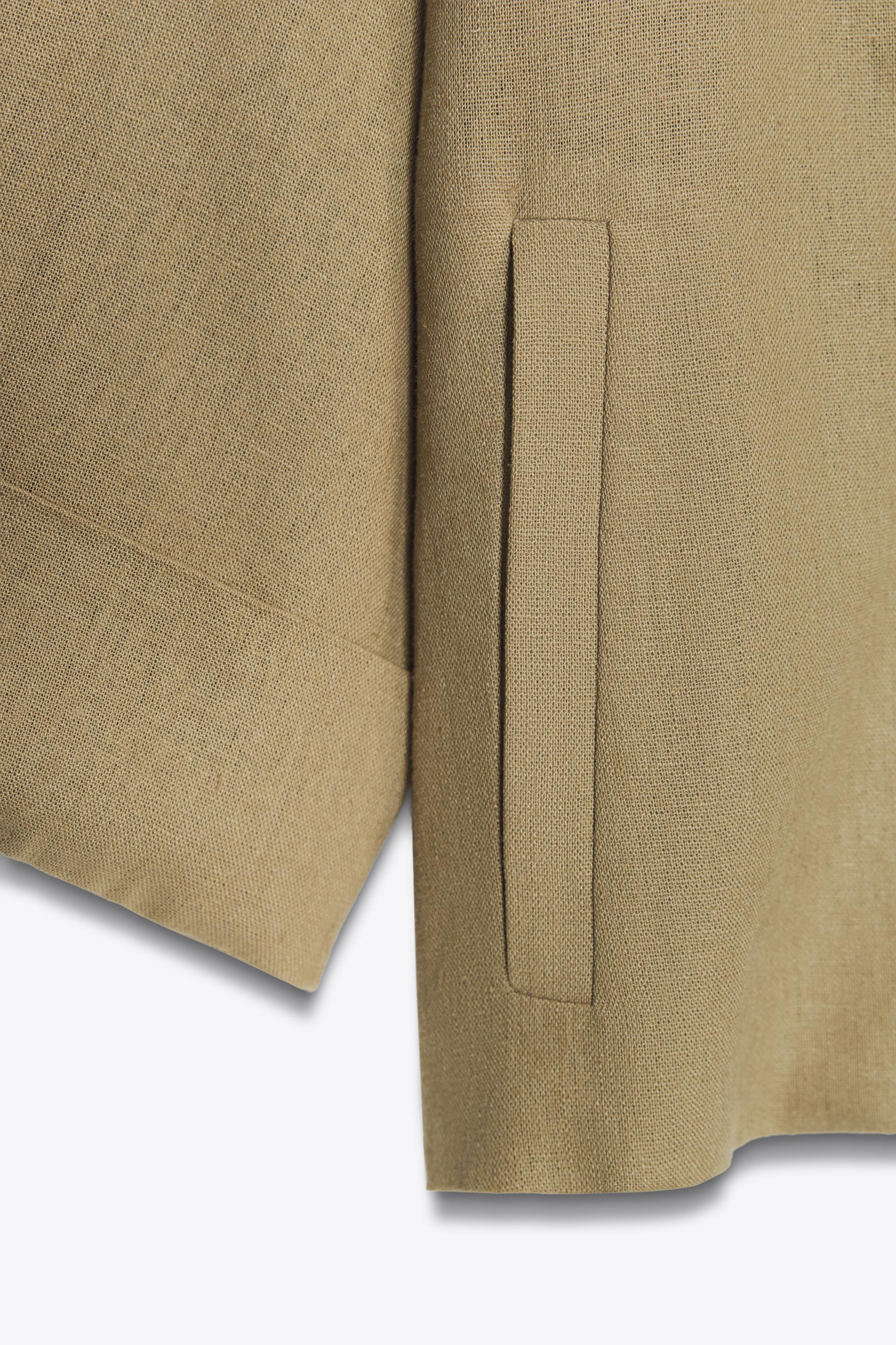 LINEN DOUBLE BREASTED SHORT BLAZER