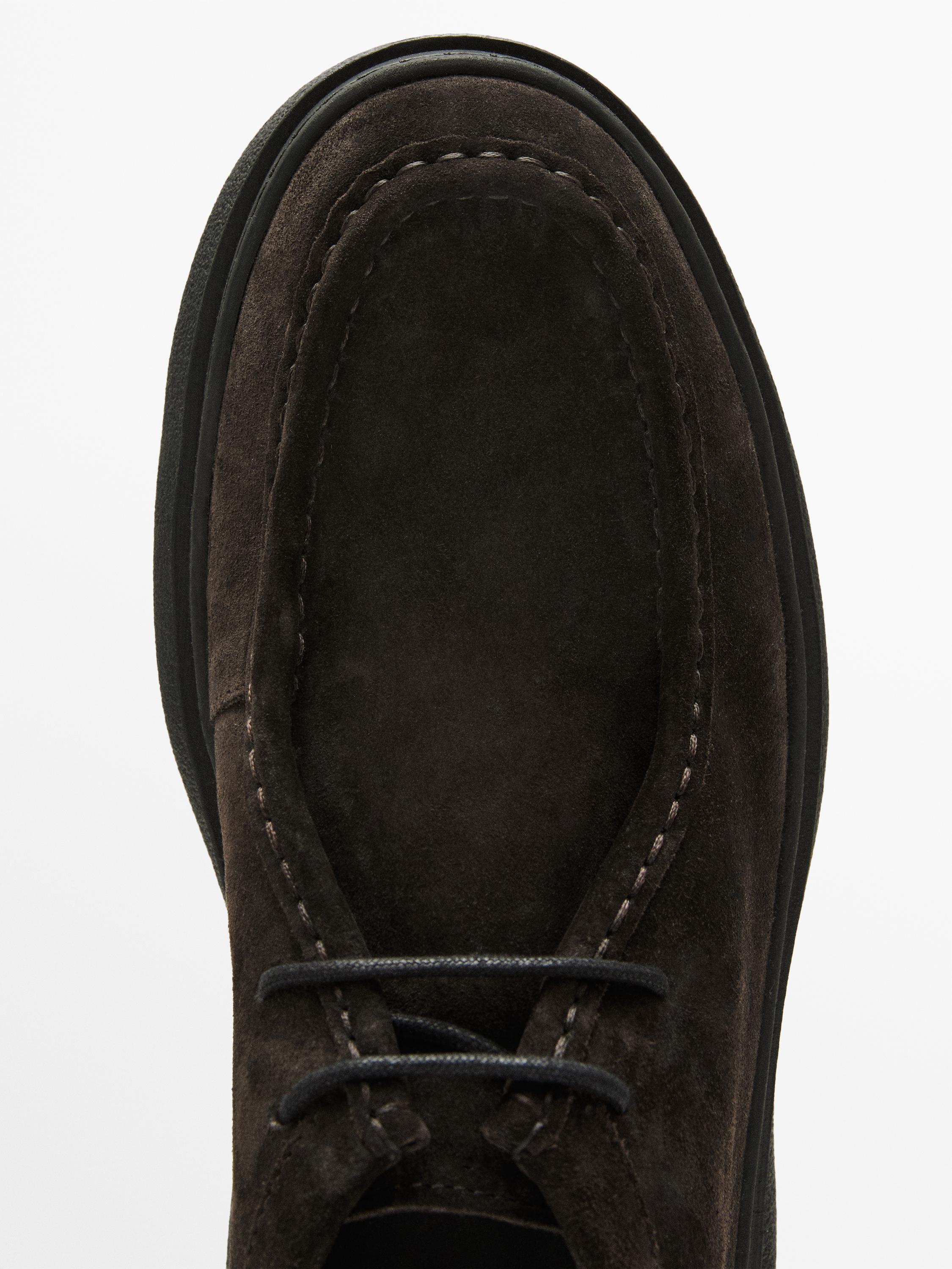 Moc toe split suede ankle boots