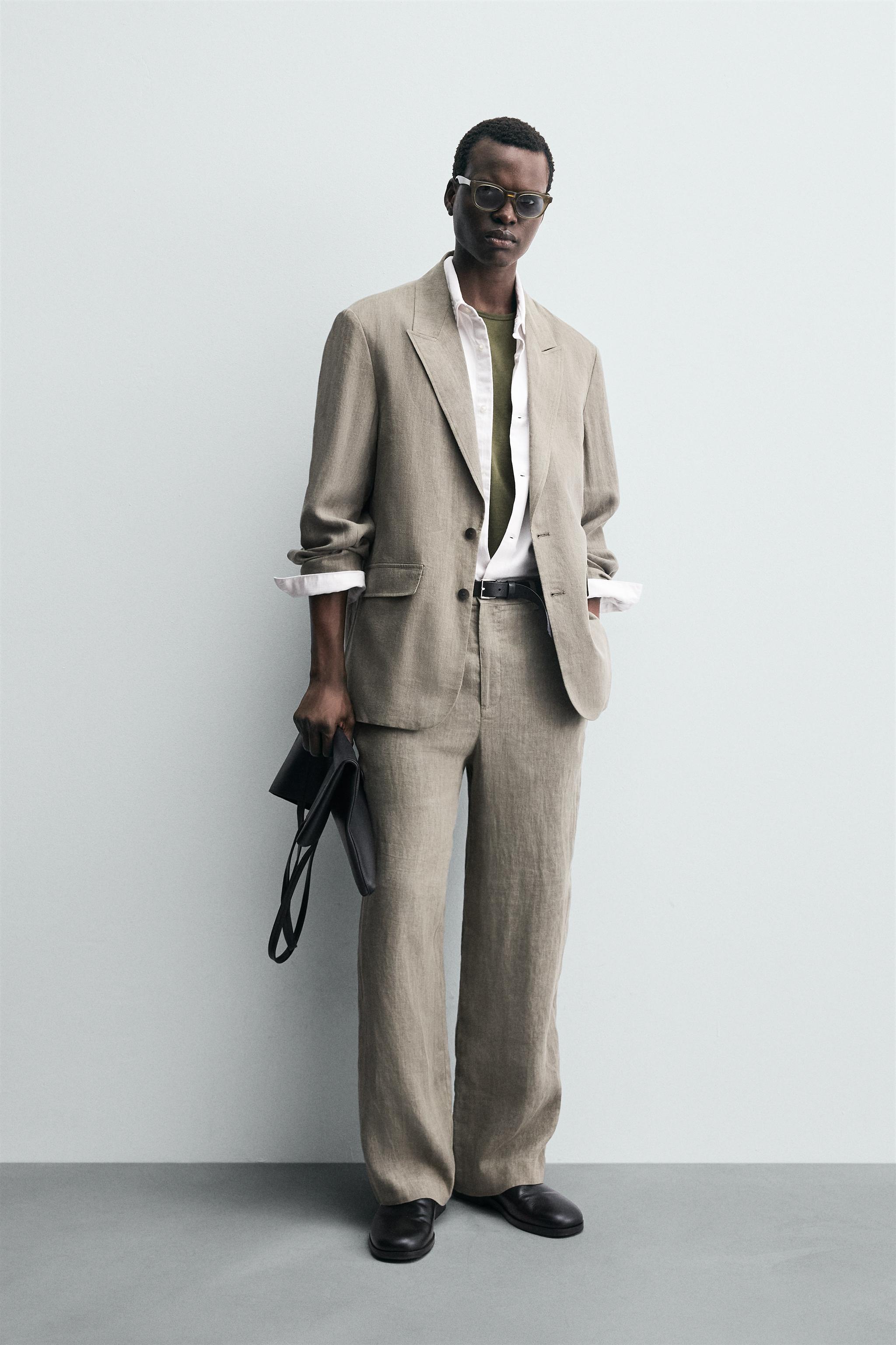 100% WASHED LINEN SUIT PANTS