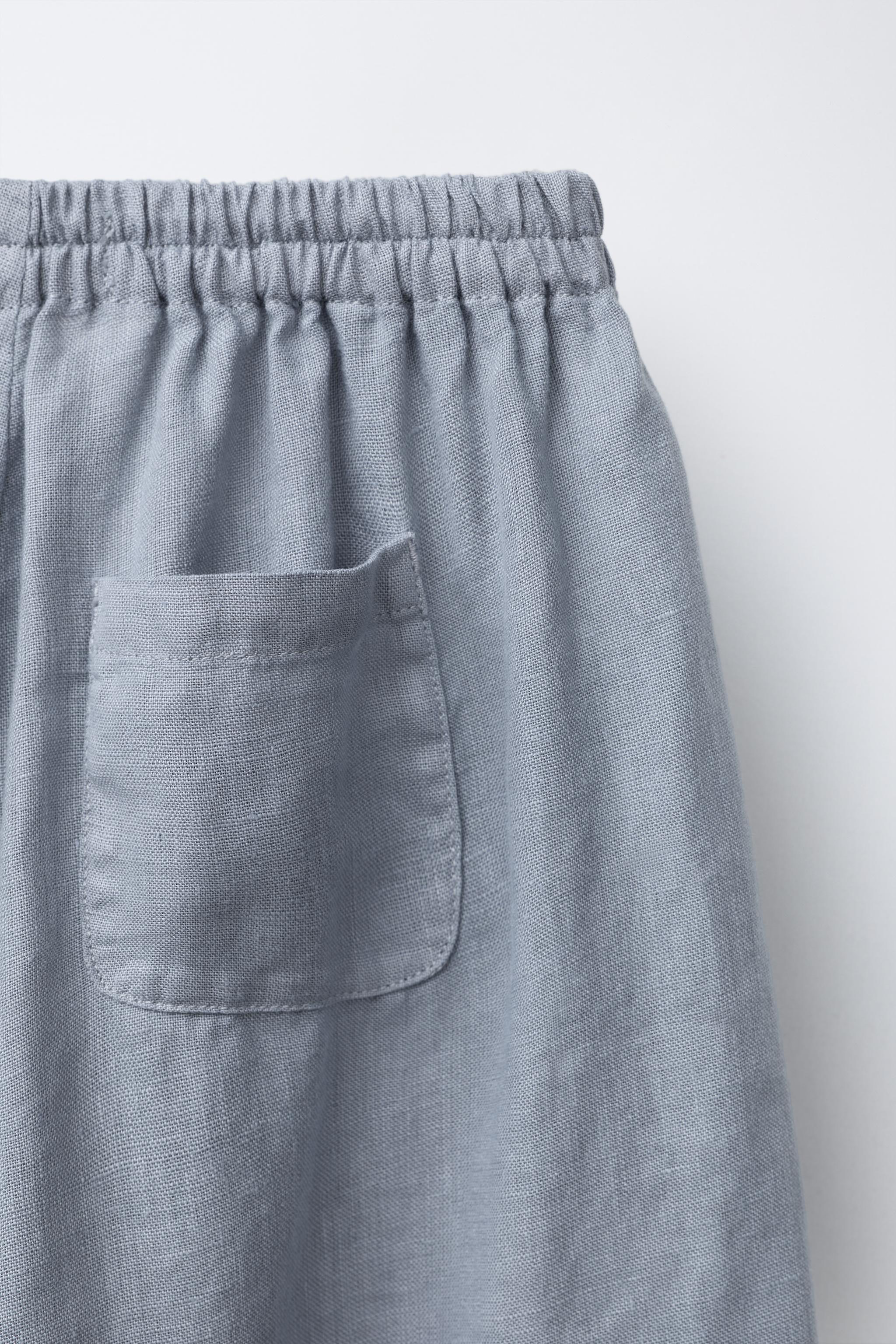 100% LINEN WIDE-LEG PANTS
