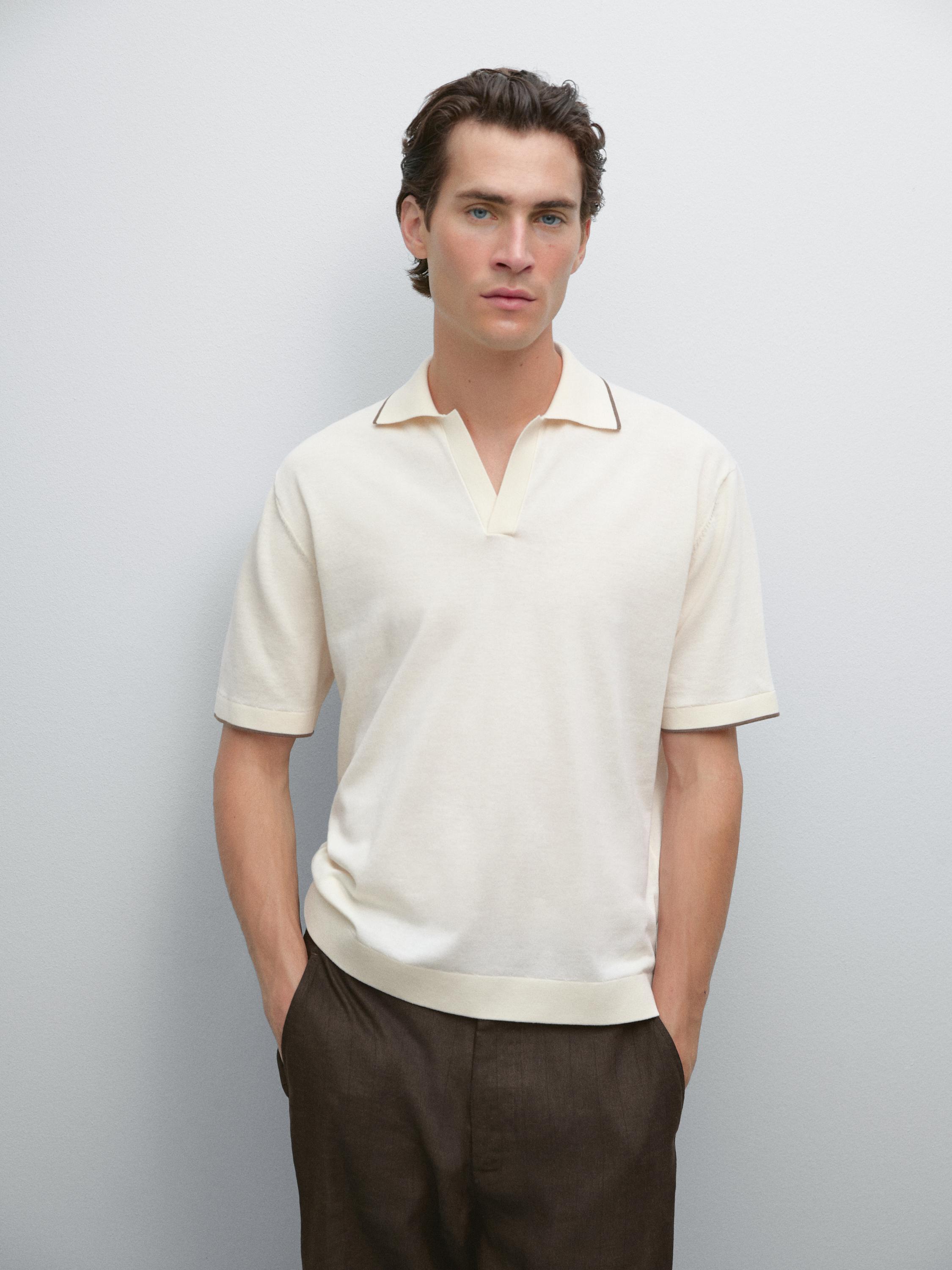 Knit polo shirt with contrast detail
