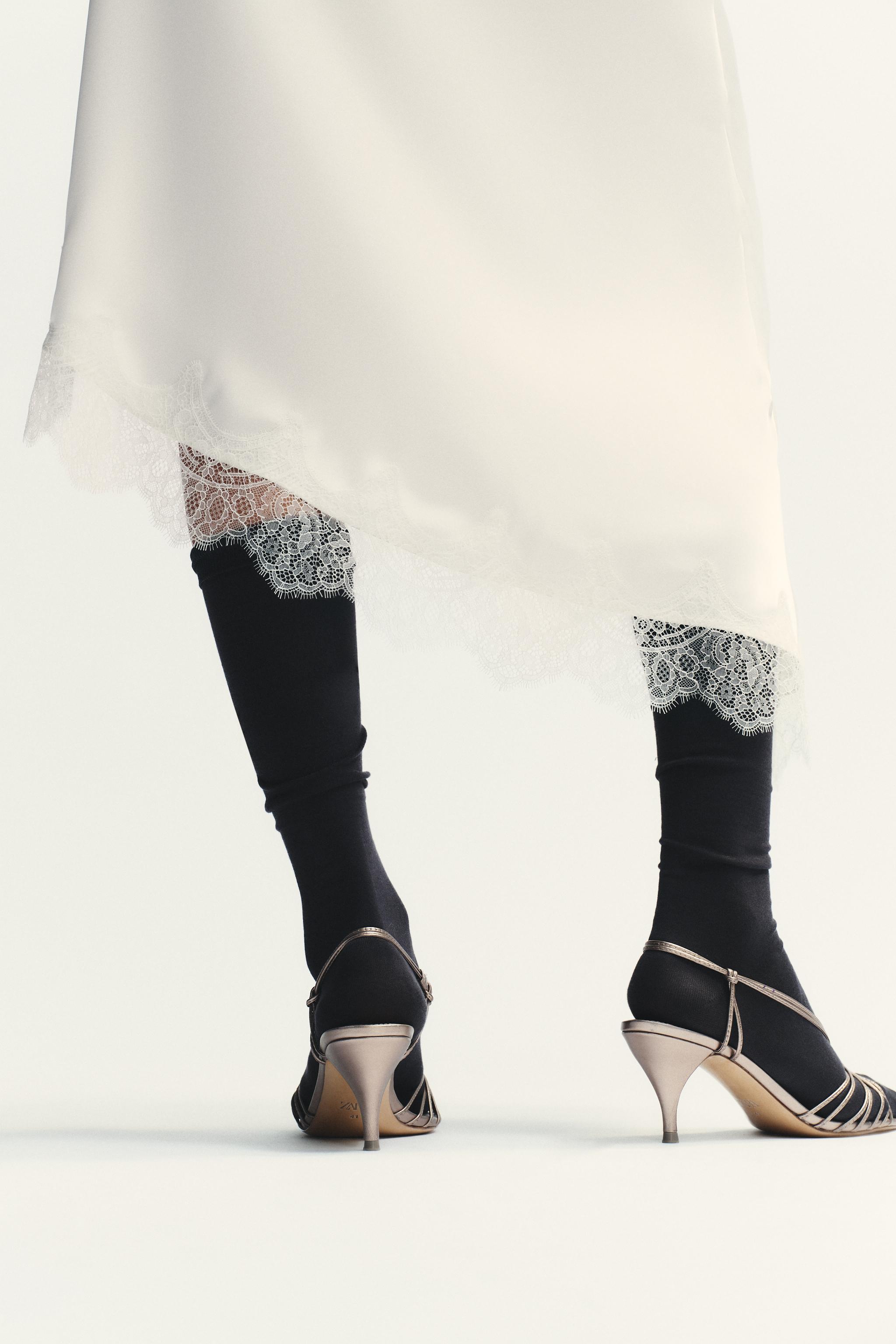 LACE SATIN EFFECT SKIRT