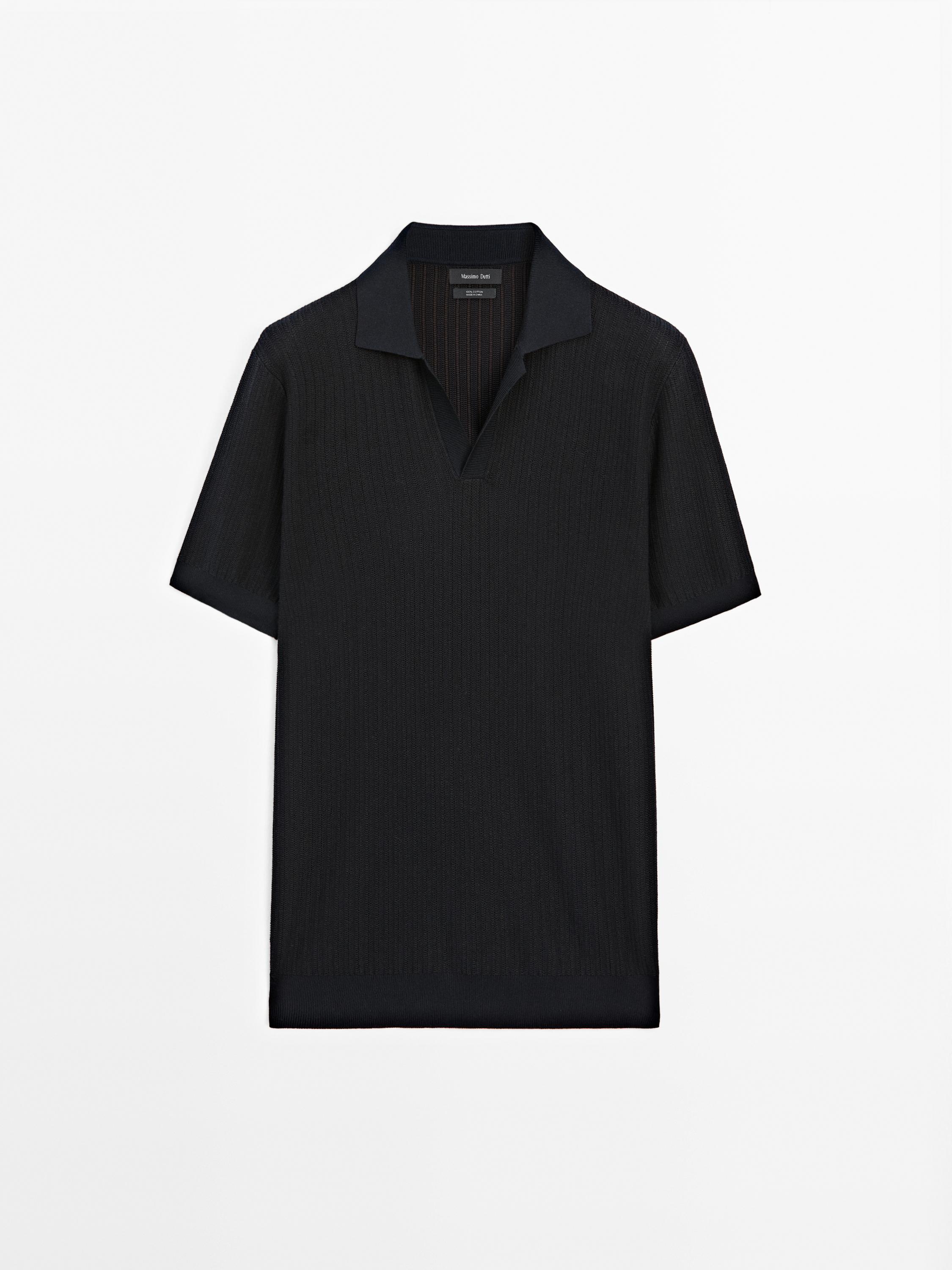 Short sleeve jacquard knit polo shirt
