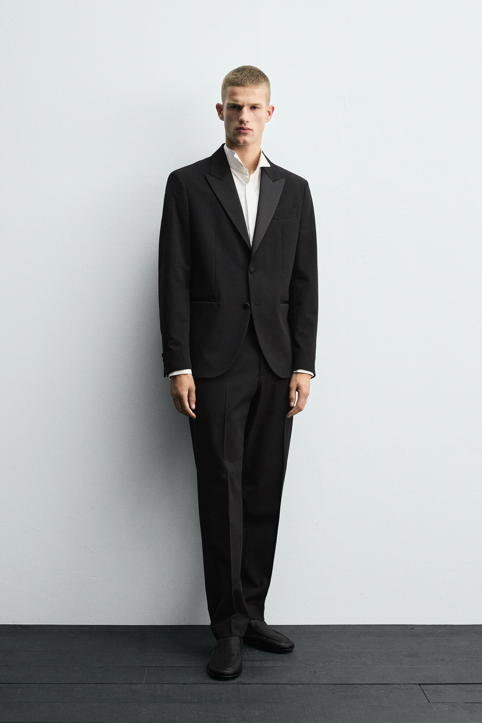 WOOL BLEND TUXEDO SUIT PANTS