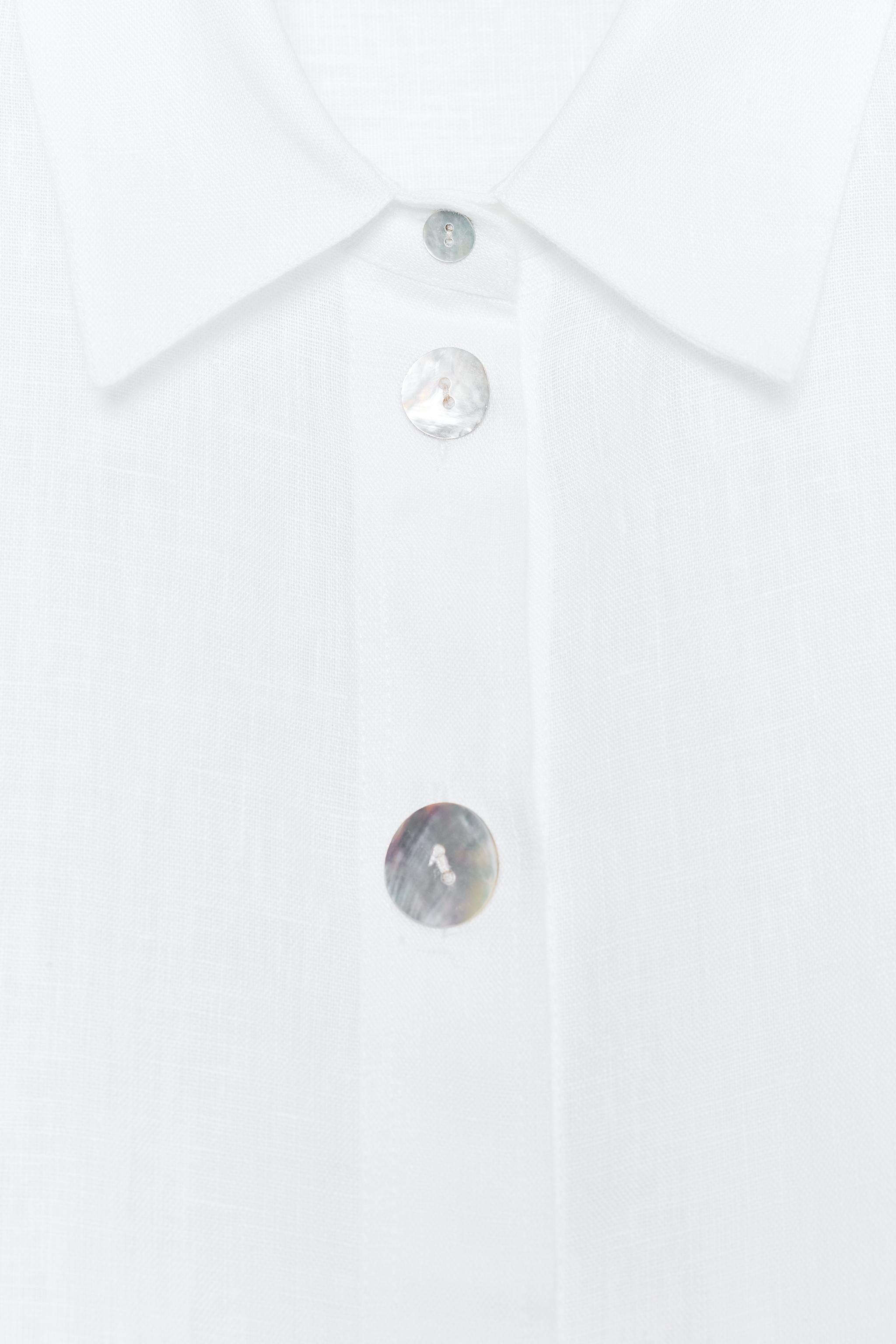 100% LINEN SHIRT WITH MIXED BUTTONS