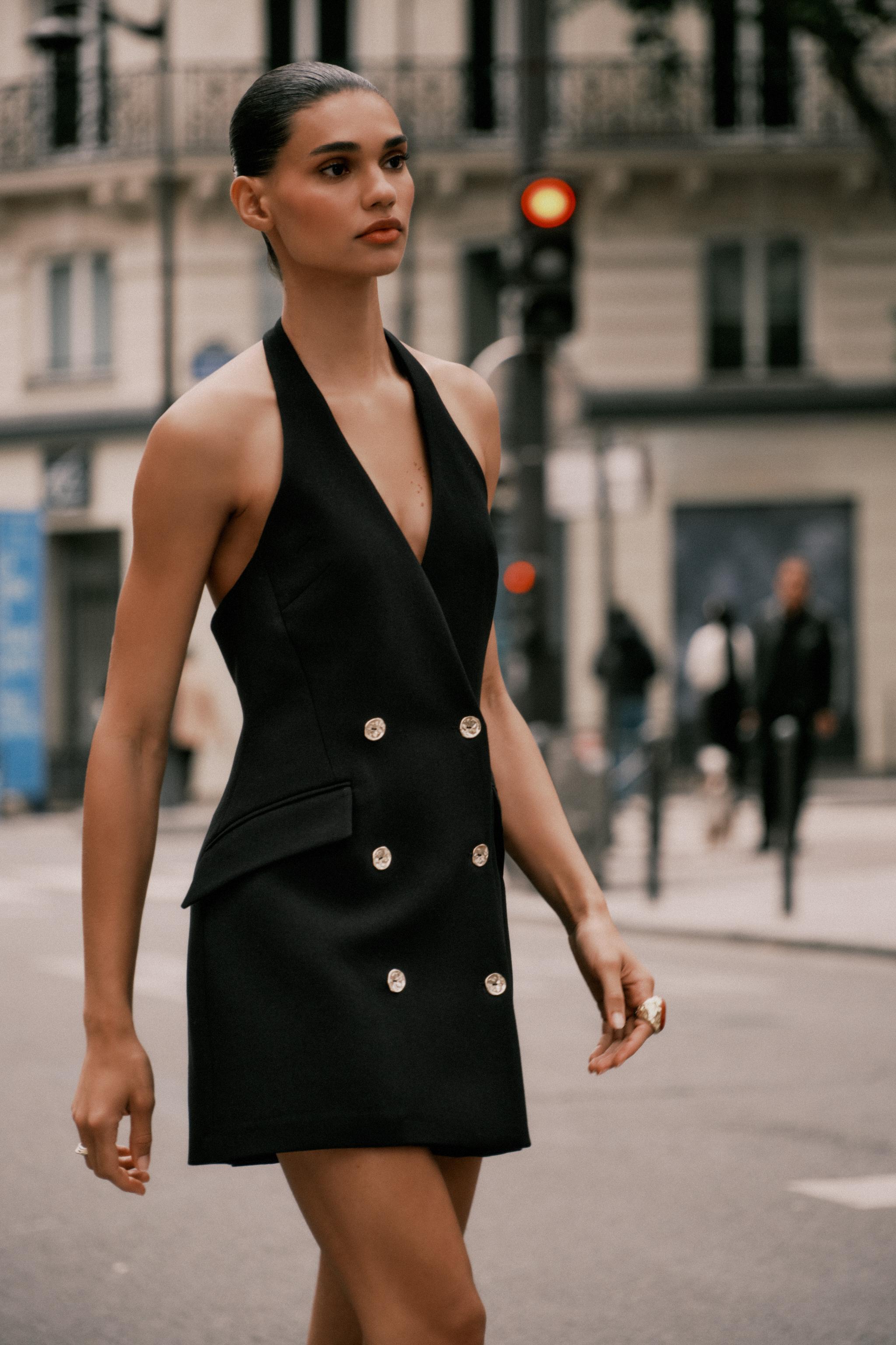 HALTER MINI BLAZER DRESS