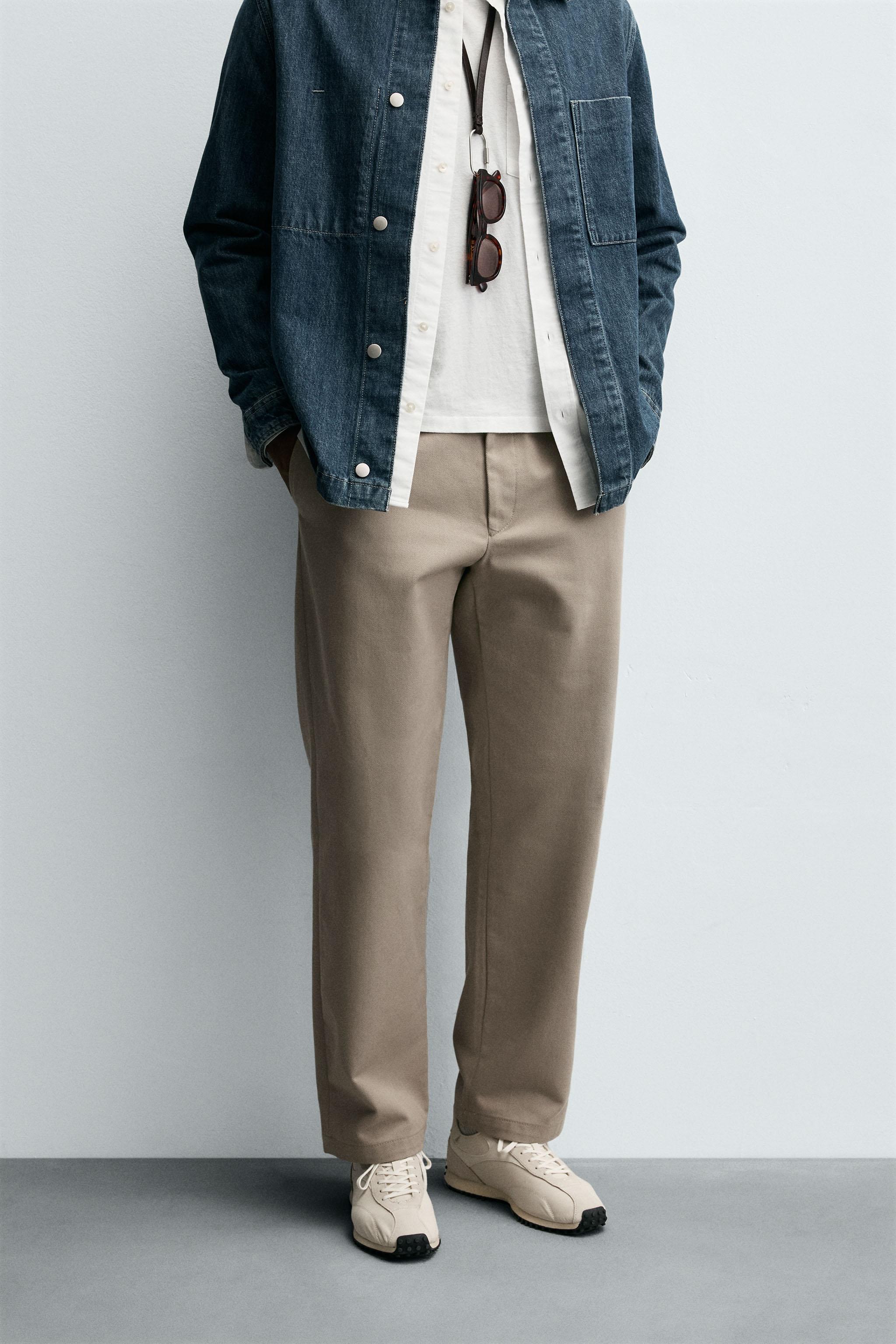 TEXTURED STRAIGHT FIT PANTS