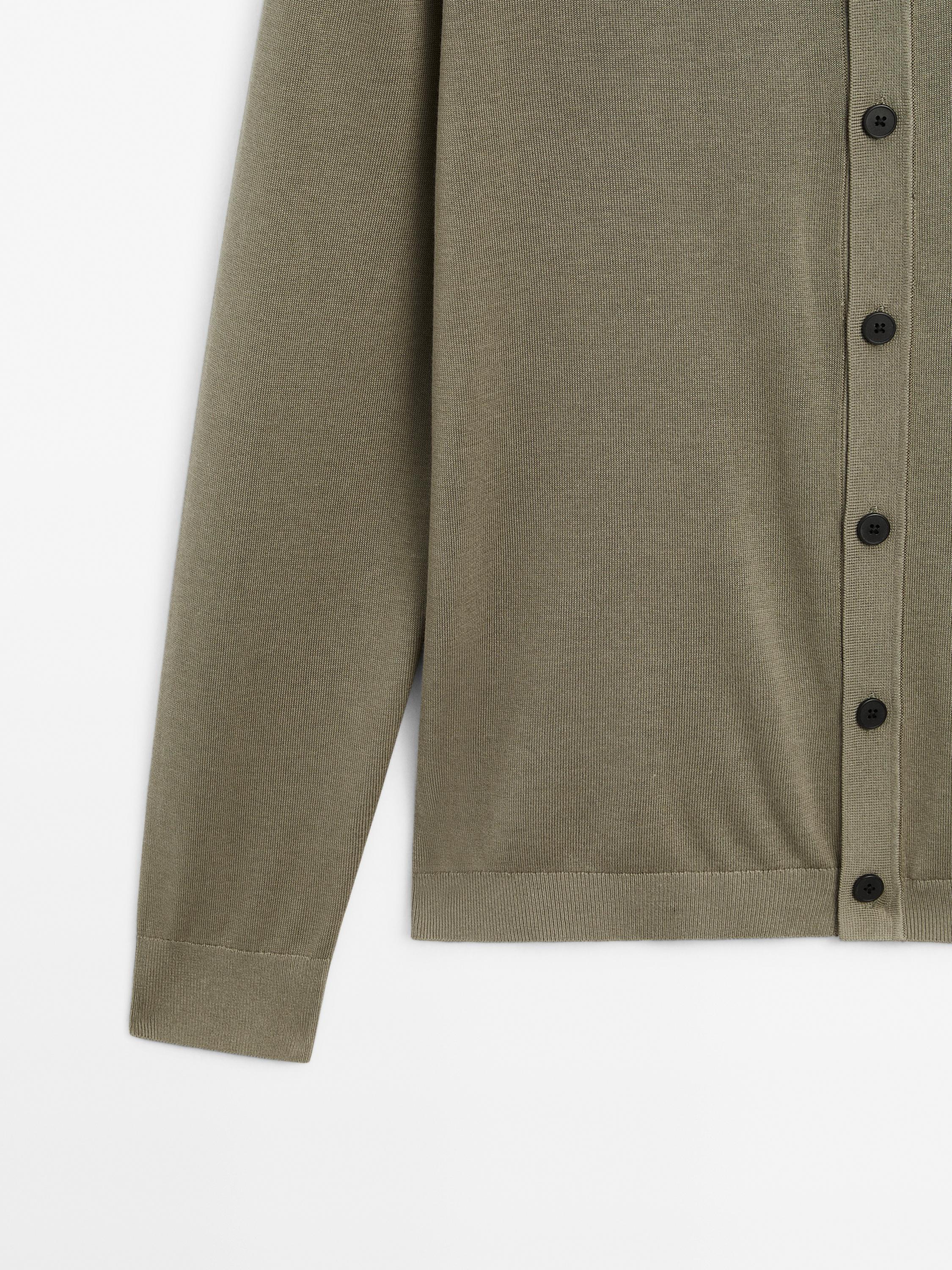 Cotton blend knit cardigan