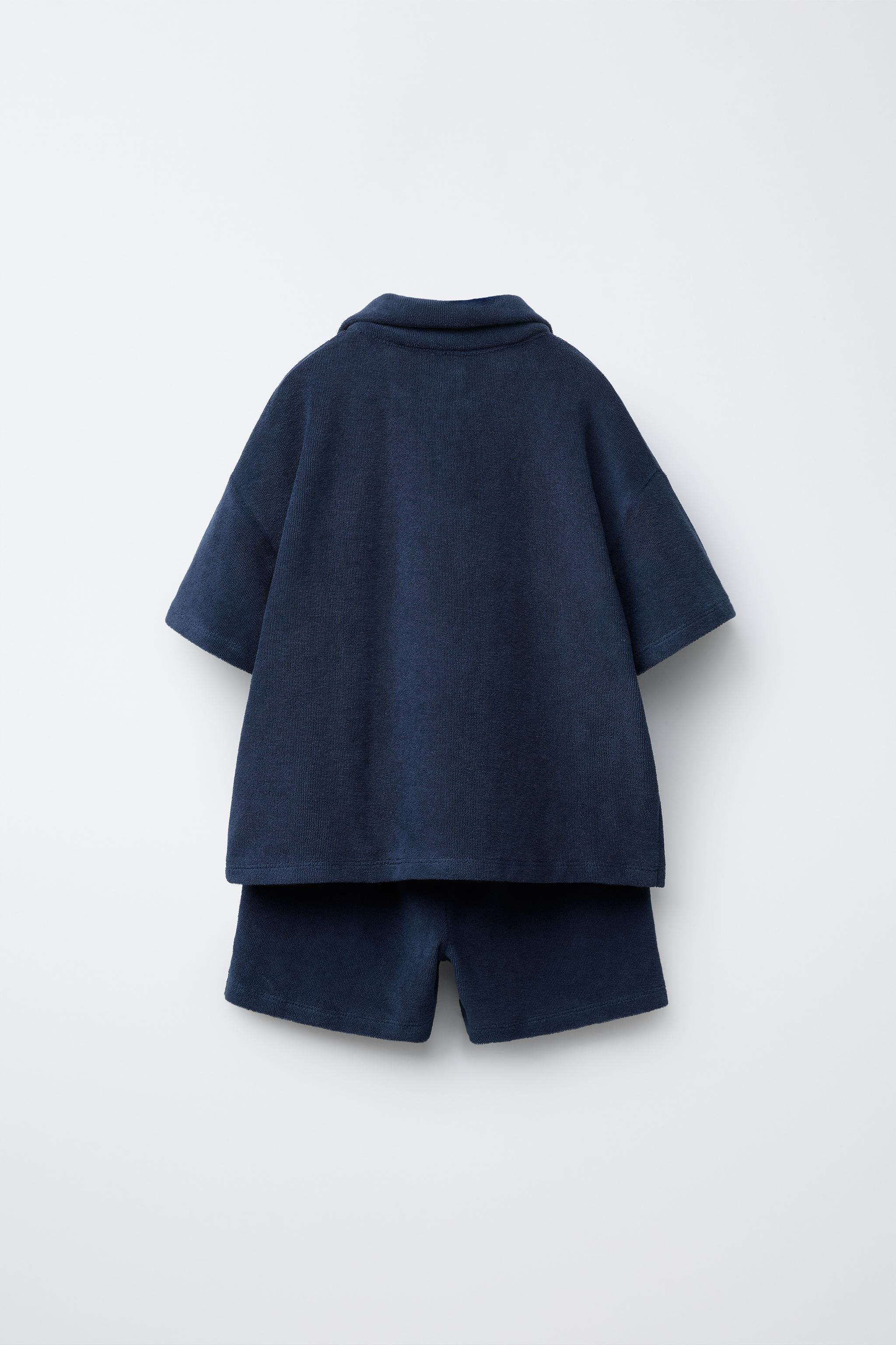 LABEL TERRY CLOTH POLO AND SHORTS SET