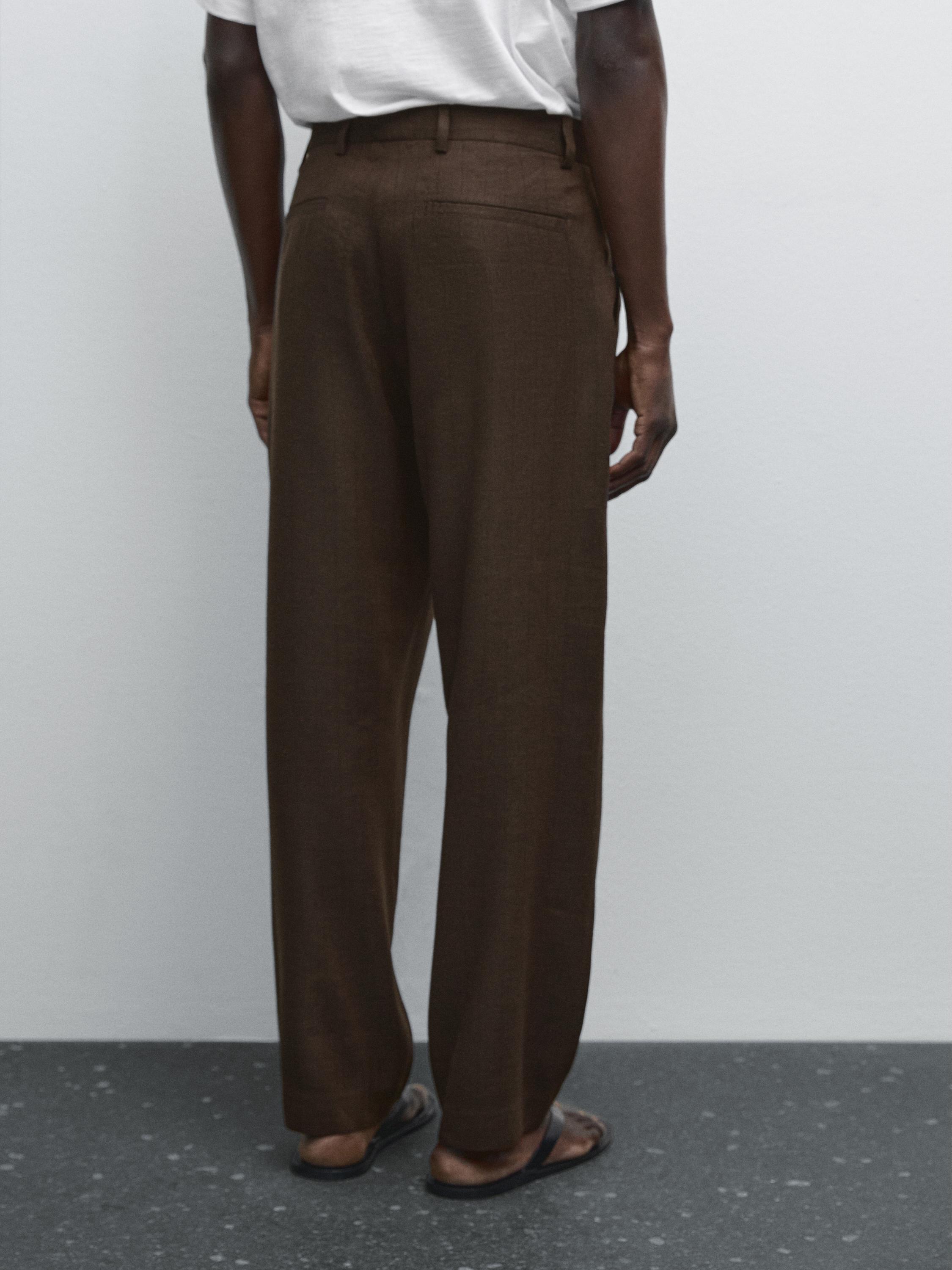 Straight-leg pinstripe trousers