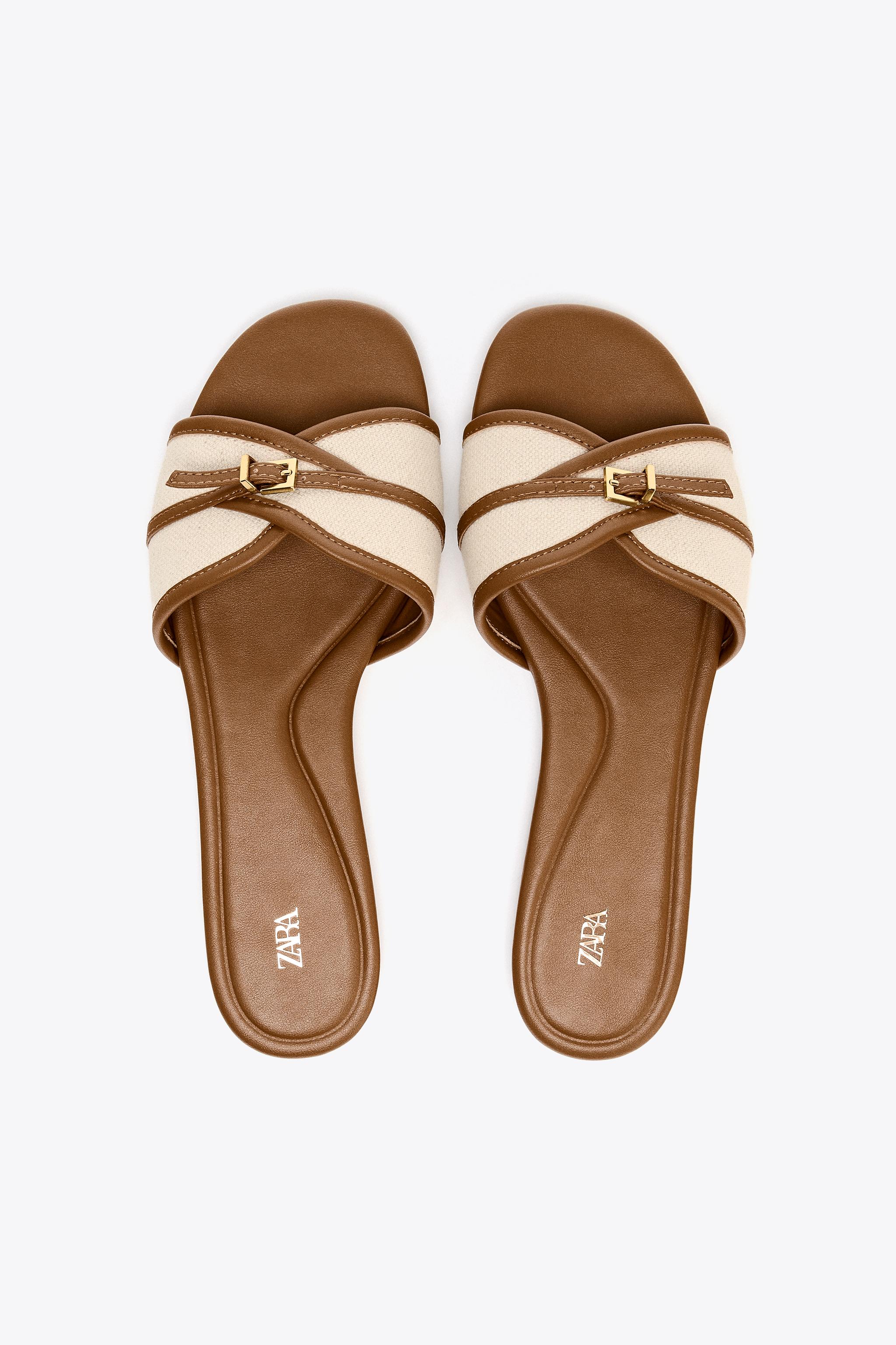 FLAT CANVAS SANDALS WITH BUCKLE