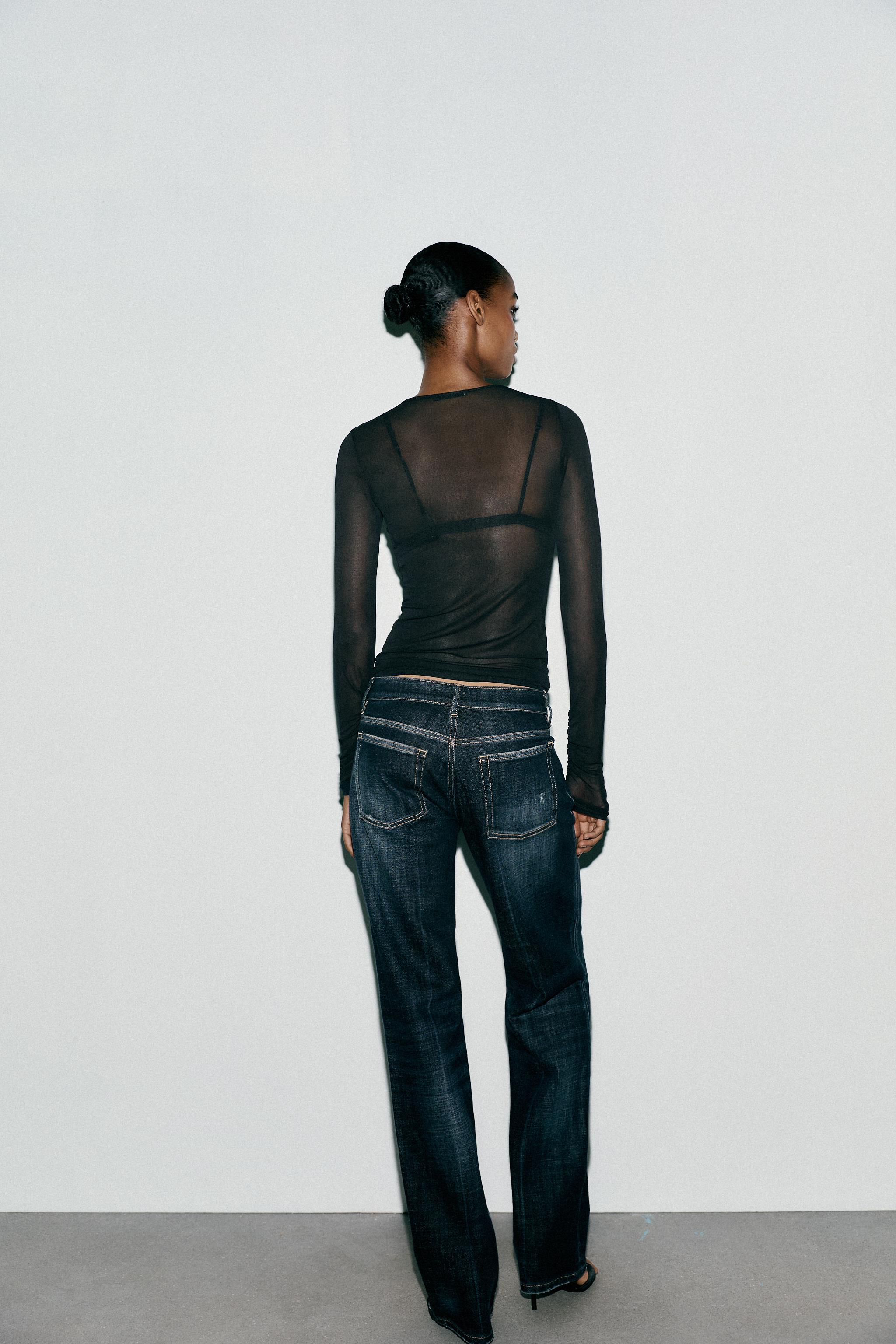 SEMI-SHEER RUCHED T-SHIRT