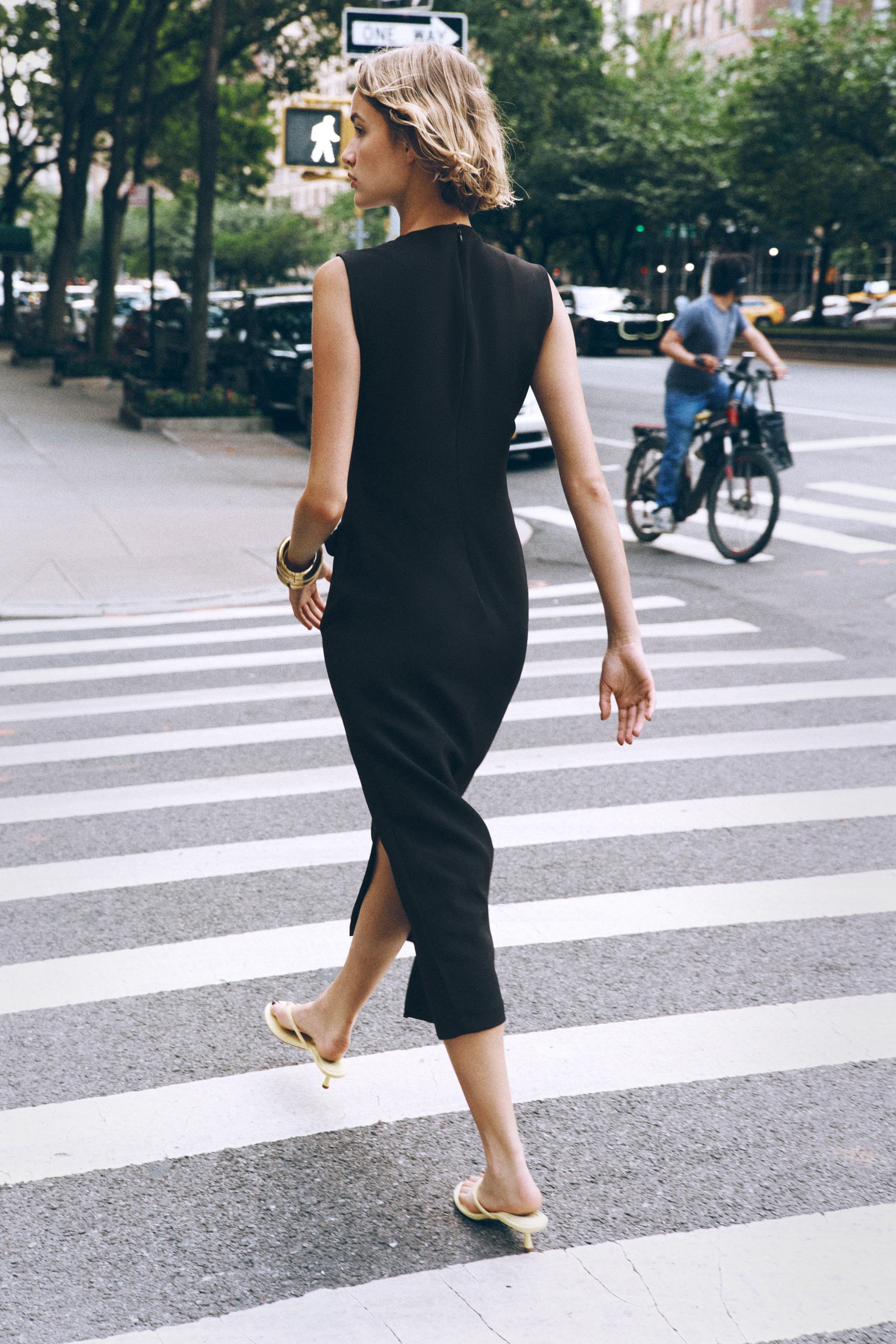 BELTED CREPE MIDI DRESS