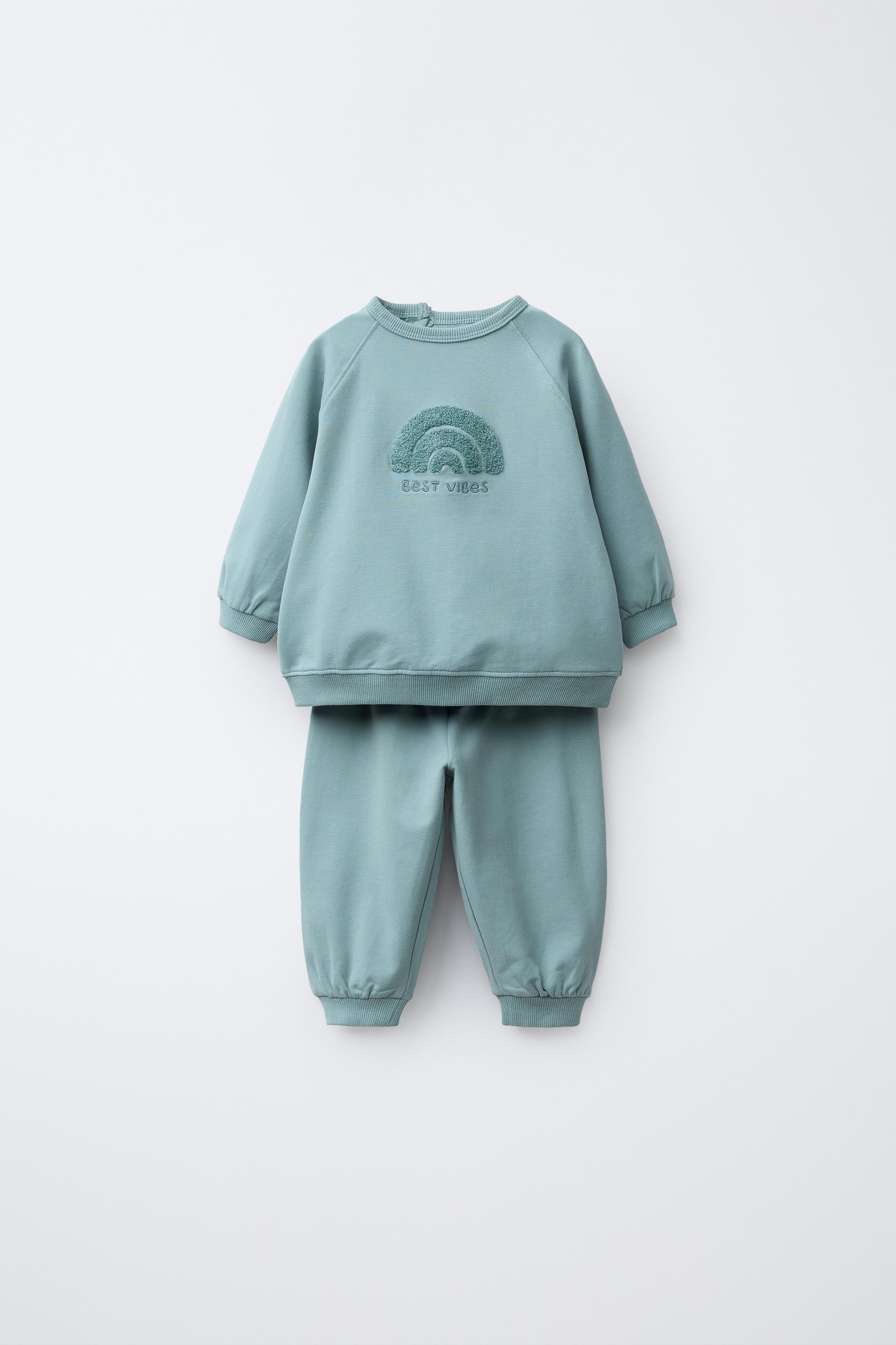 EMBROIDERED LOOPBACK SWEATSHIRT AND JOGGER SET