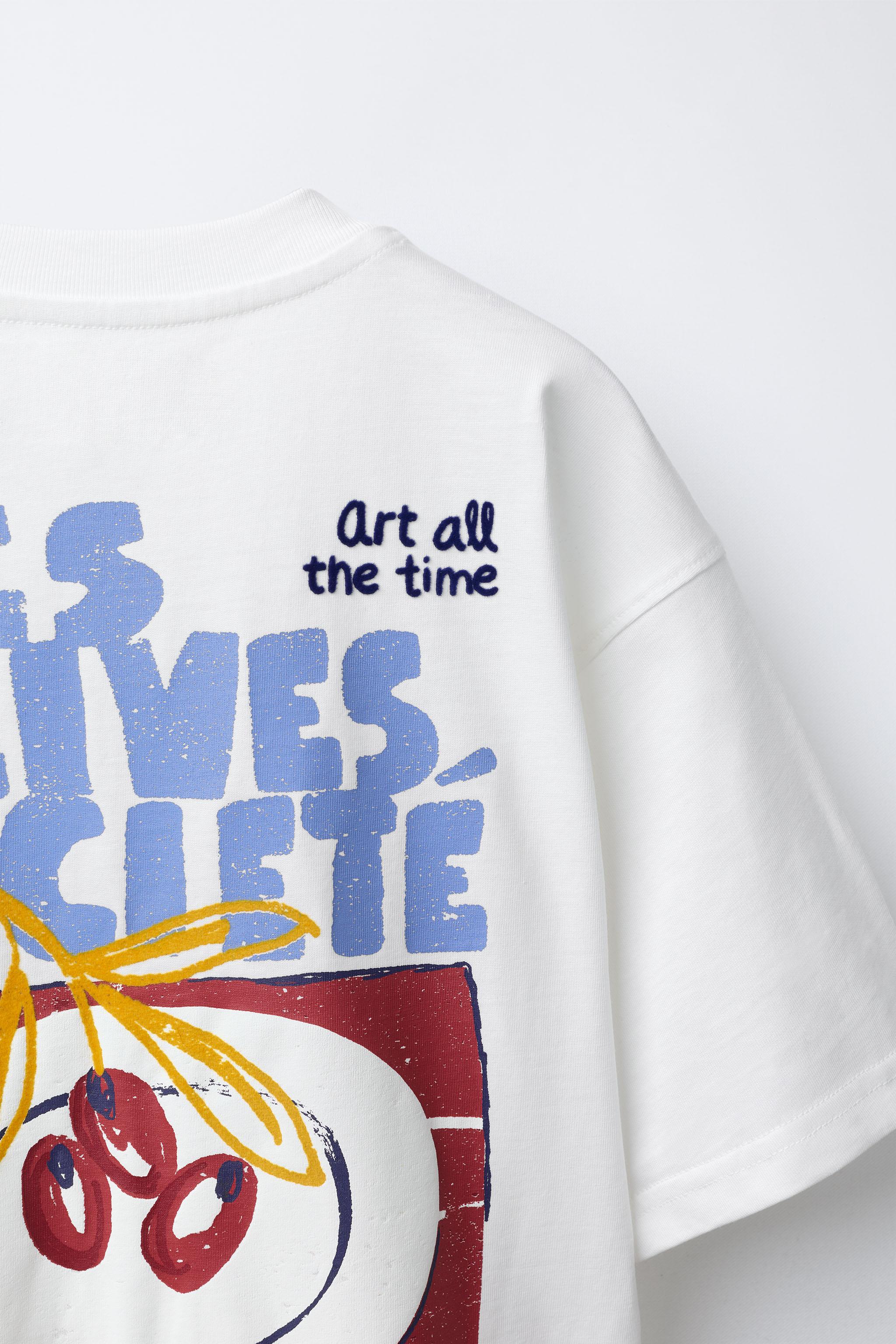 FLOCKED TEXT T-SHIRT