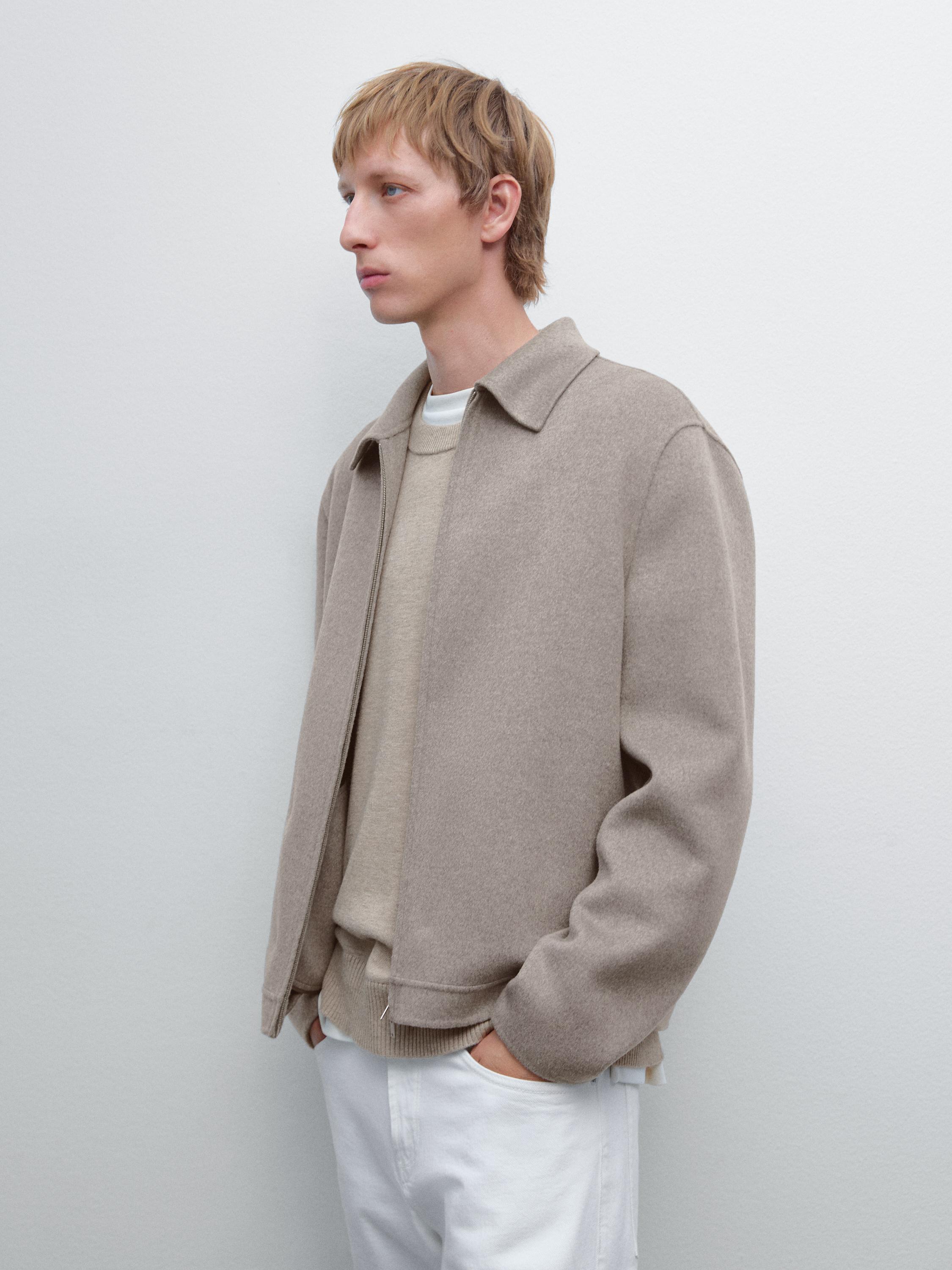 Double zip wool jacket