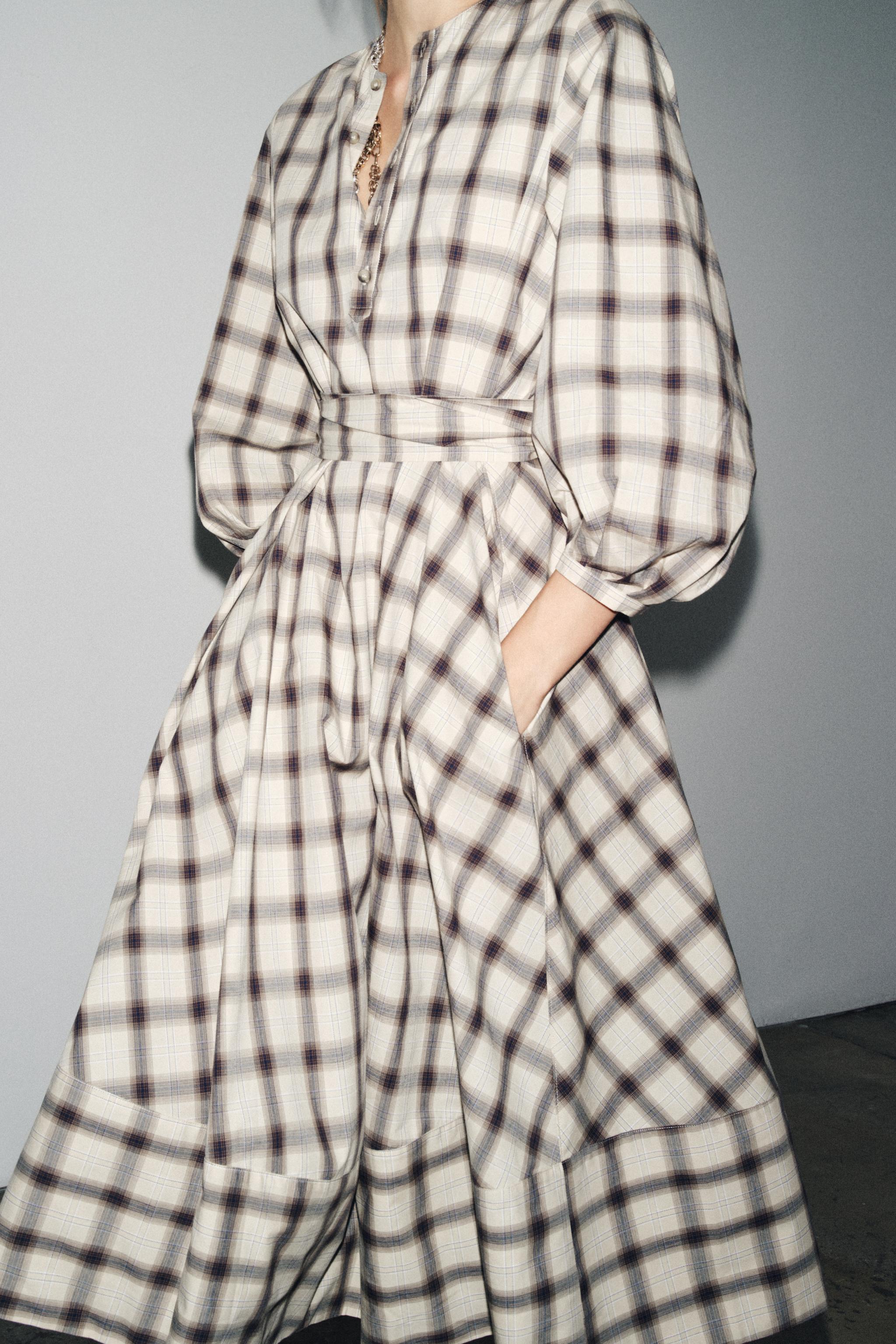ZW COLLECTION PLAID SHIRT DRESS