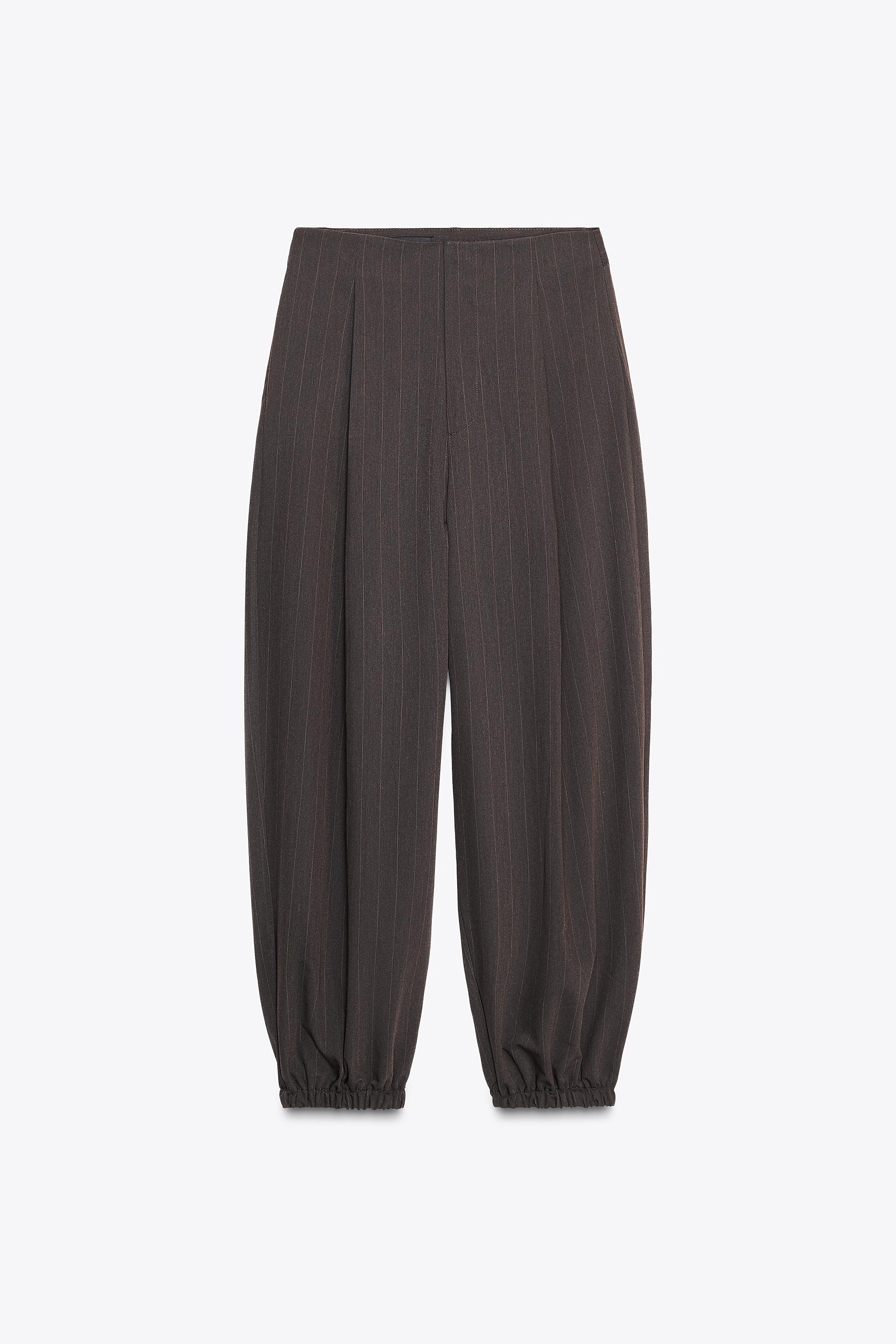 PINSTRIPE PLEATED BALLOON PANTS