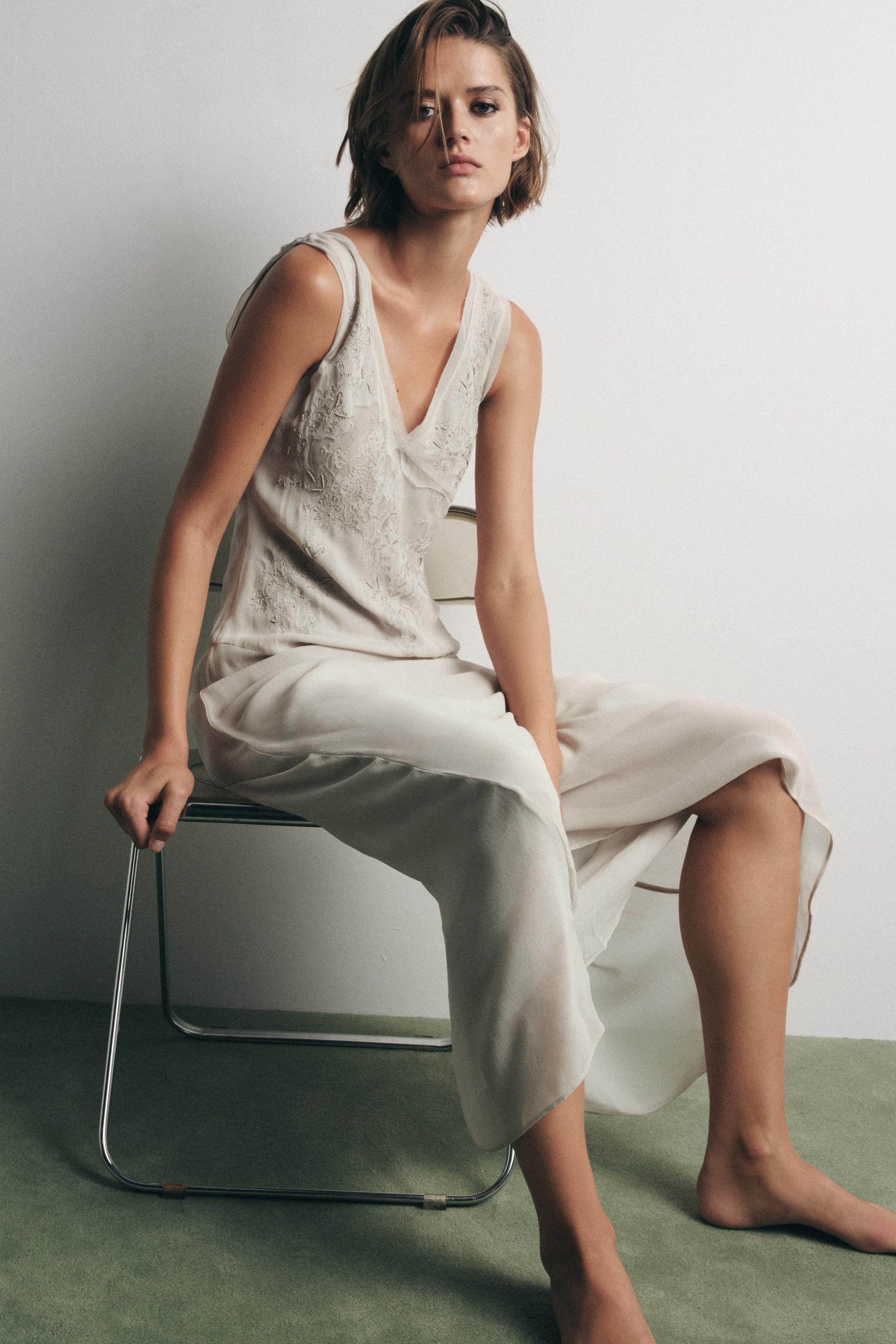 GEORGETTE DRESS WITH EMBROIDERY AND BEADING