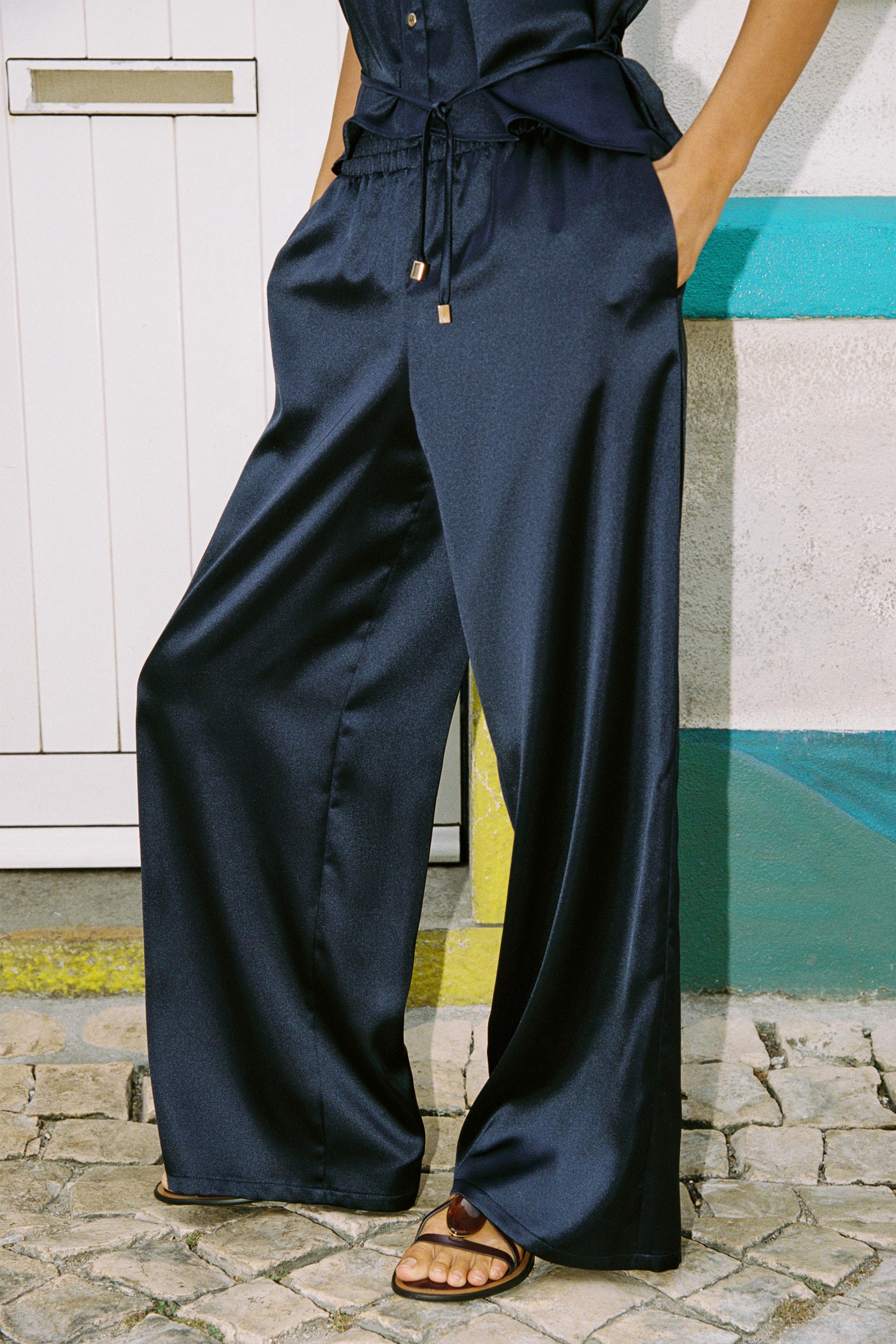 SATIN WIDE LEG PANTS