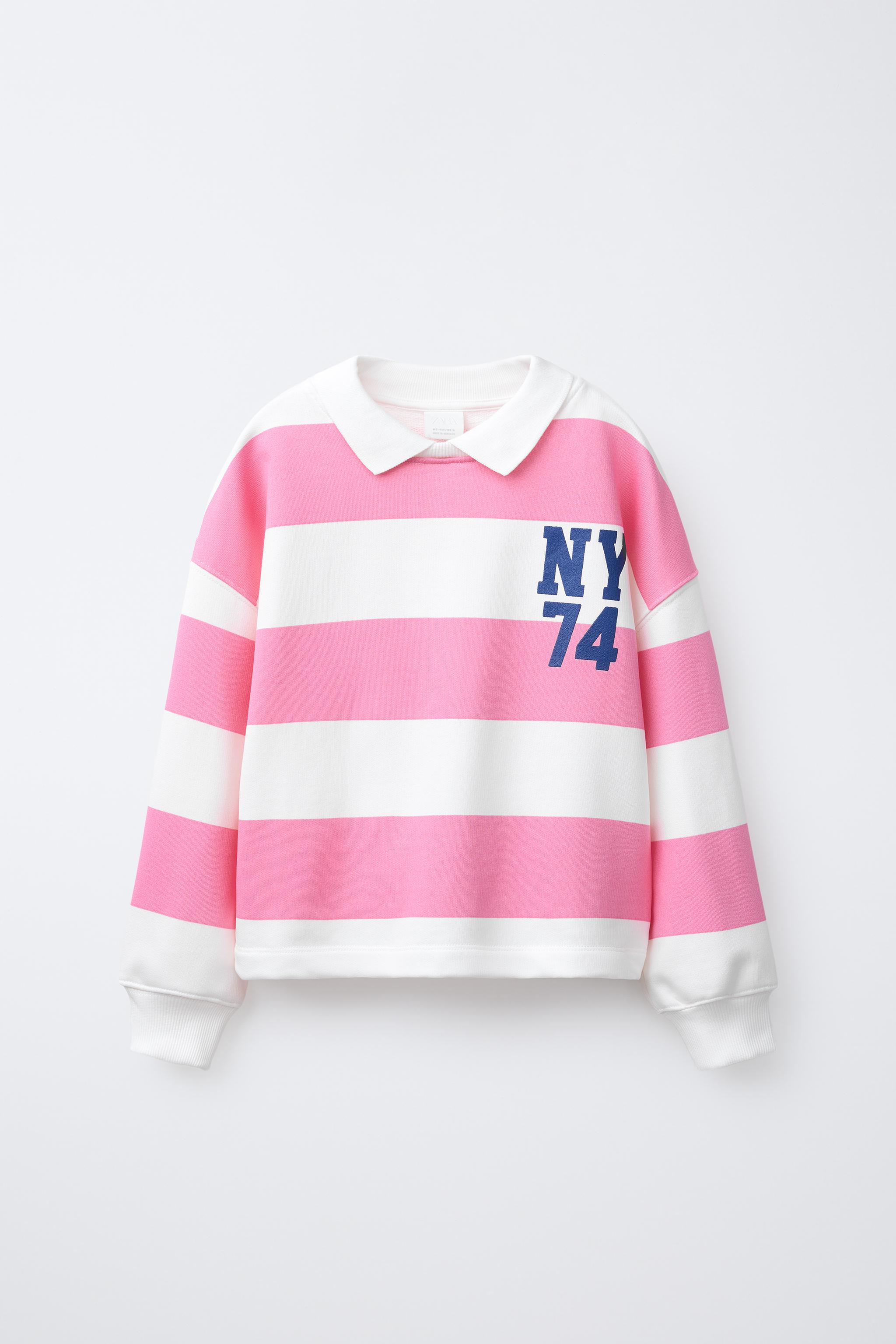 STRIPED POLO COLLAR SWEATSHIRT