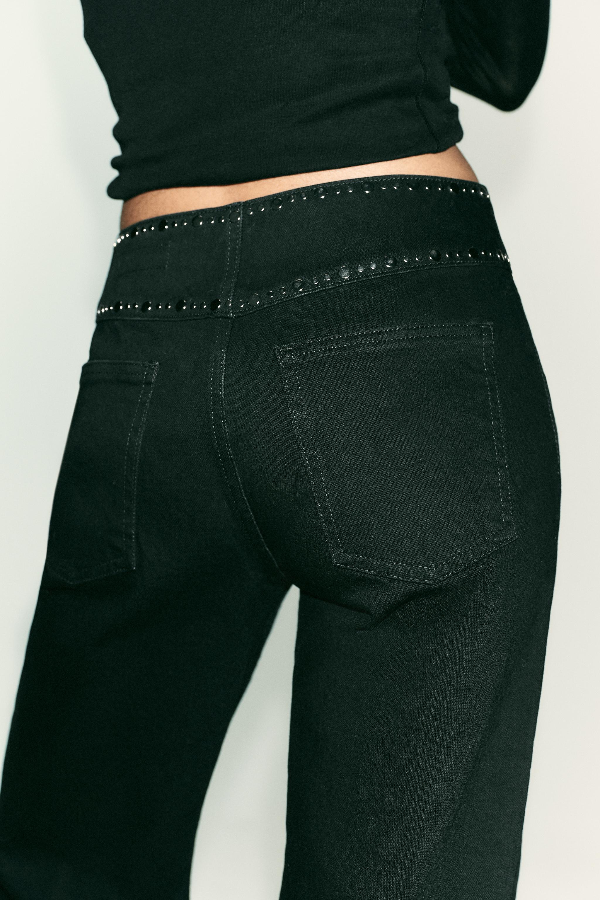 Z1975 HIGH WAIST STRAIGHT LONG LENGTH JEANS WITH STUDS