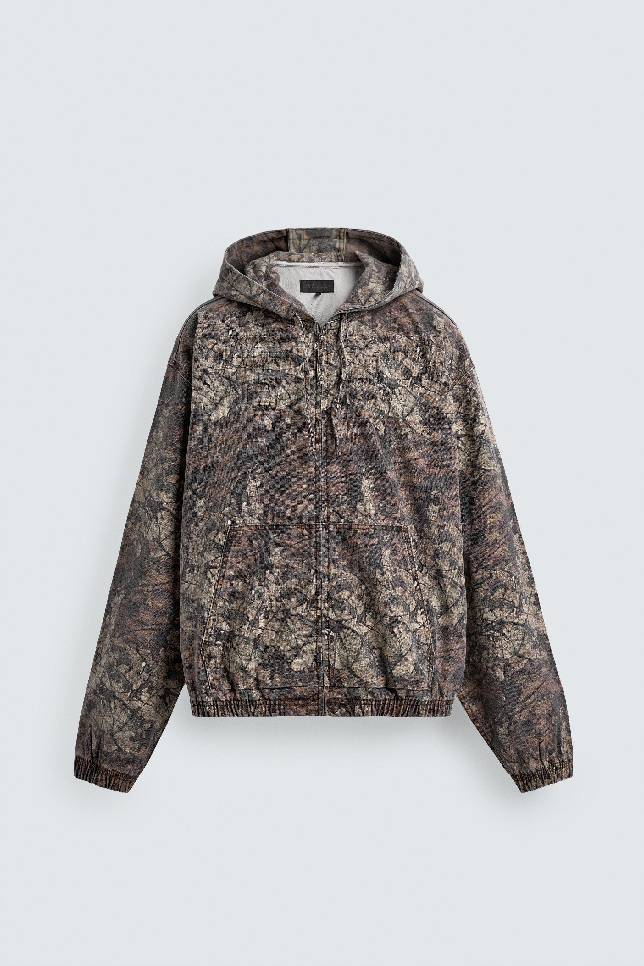 ABSTRACT PRINT HOODED JACKET