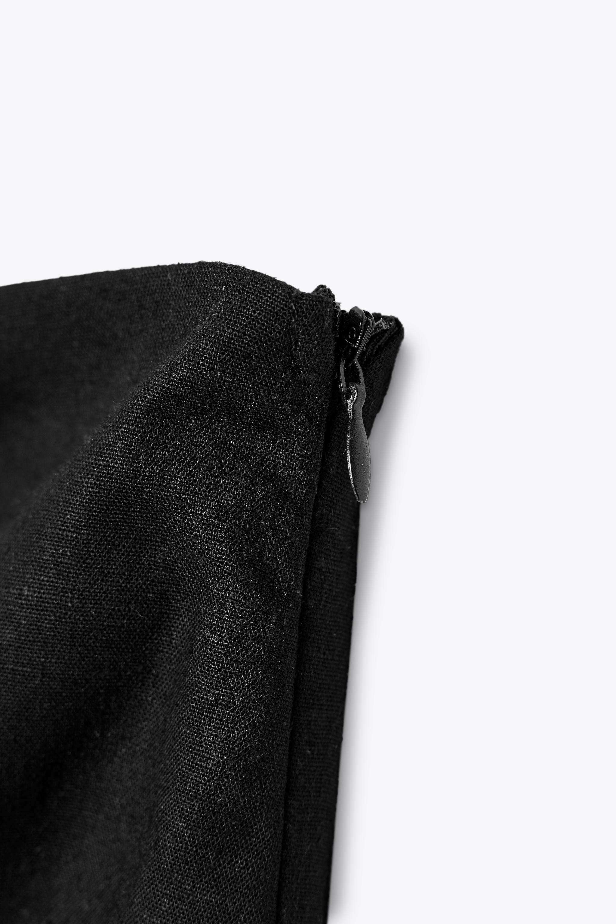 ASYMMETRIC CUT OUT LINEN MIDI DRESS