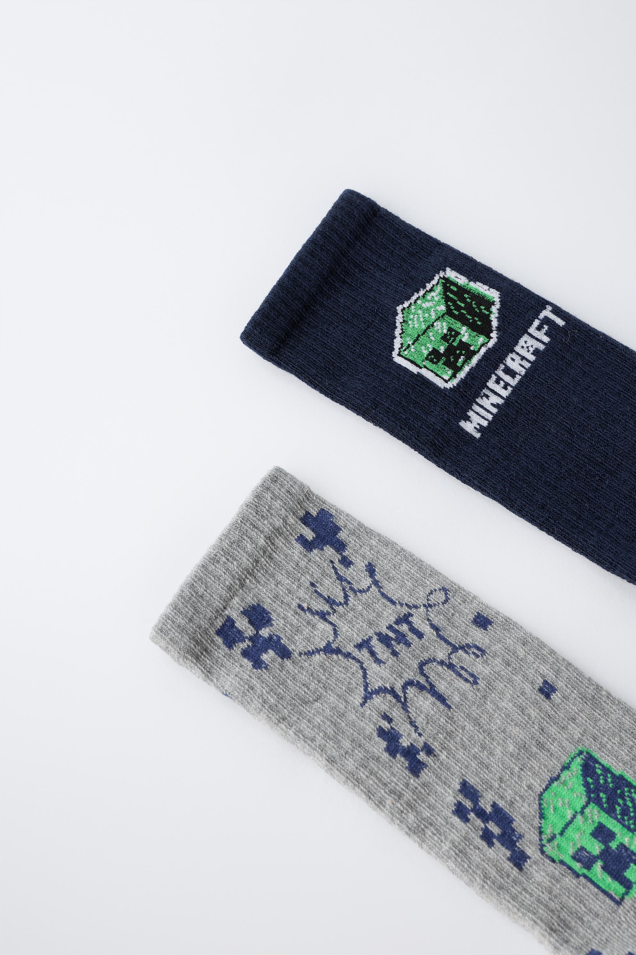 4-14 YEARS/ TWO-PACK OF MINECRAFT © MOJANG AB. ™ LONG SOCKS