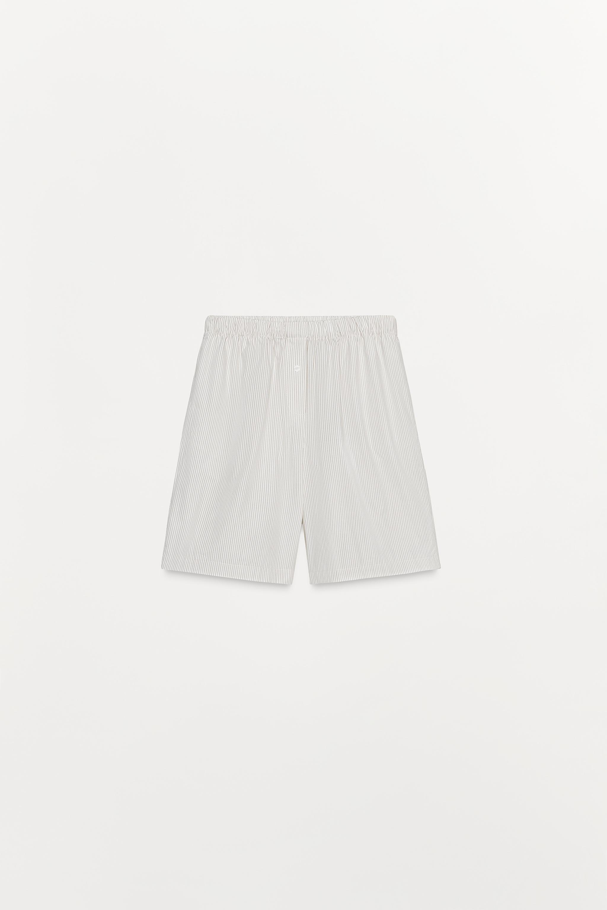 STRIPED POPLIN BERMUDA SHORTS