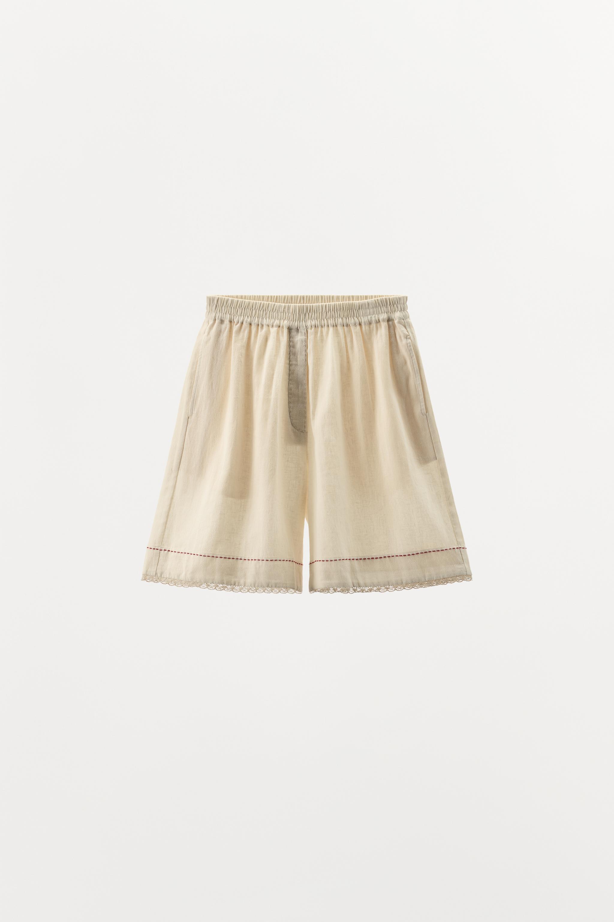 CONTRAST LINEN BERMUDA SHORTS LIMITED EDITION