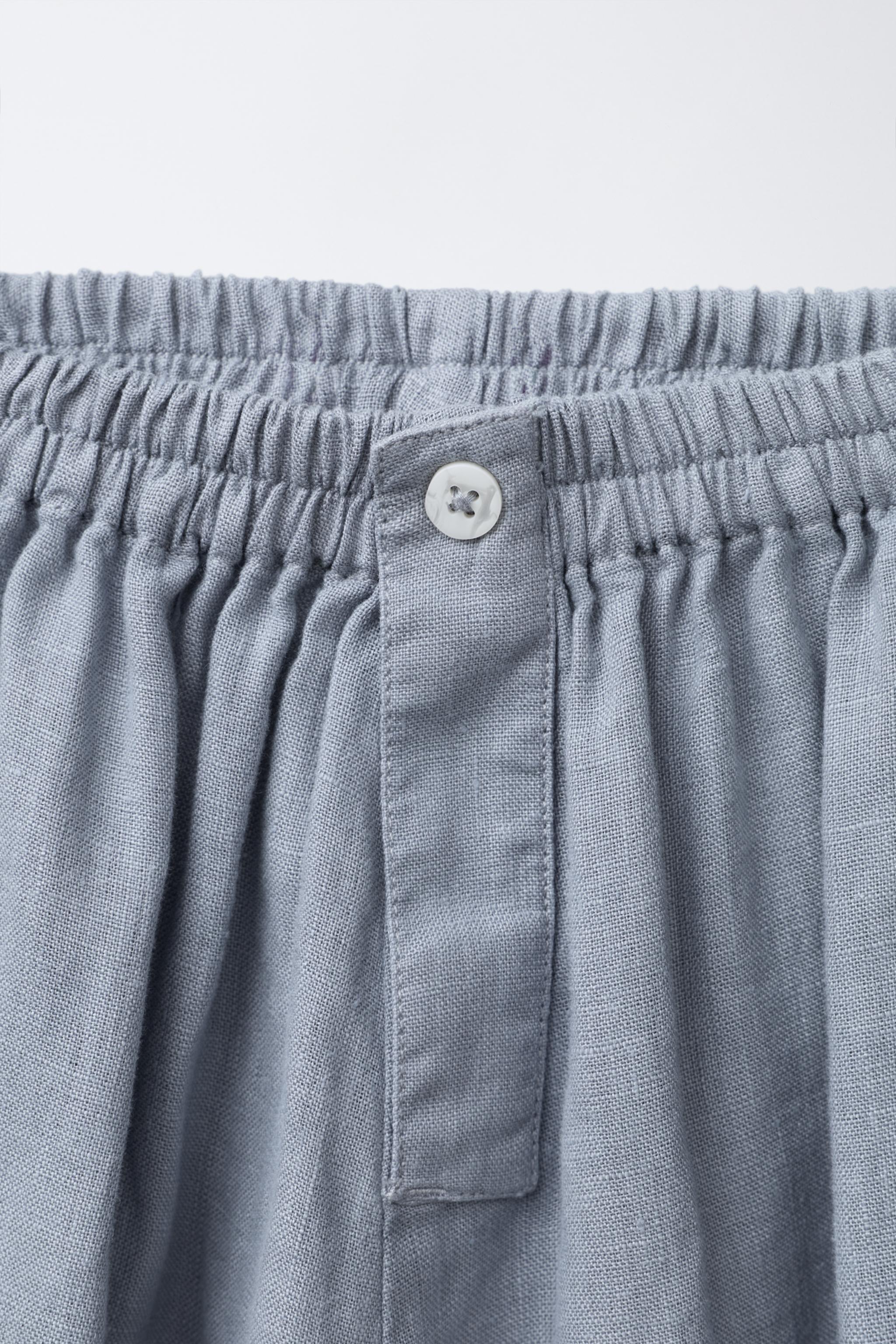 100% LINEN WIDE-LEG PANTS
