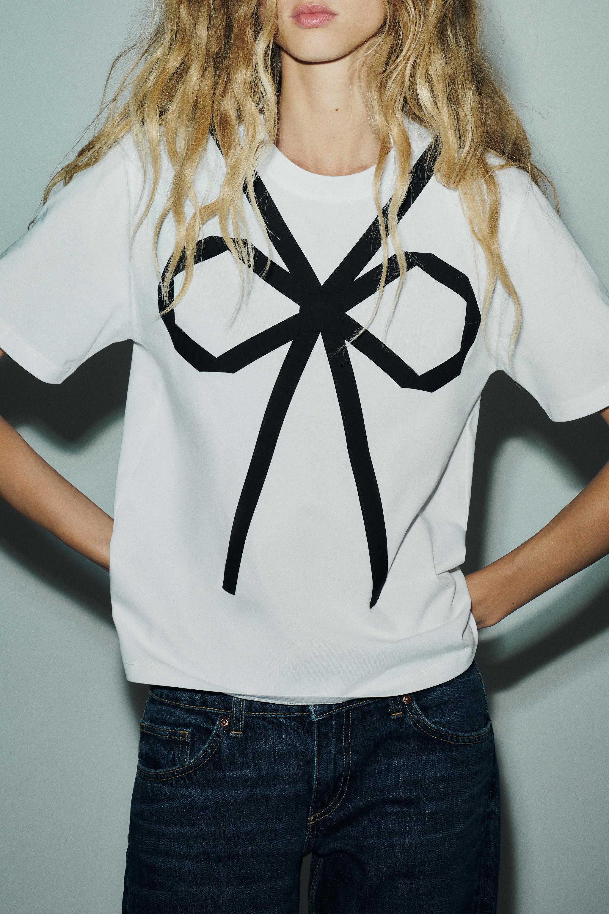 CONTRAST BOW T-SHIRT