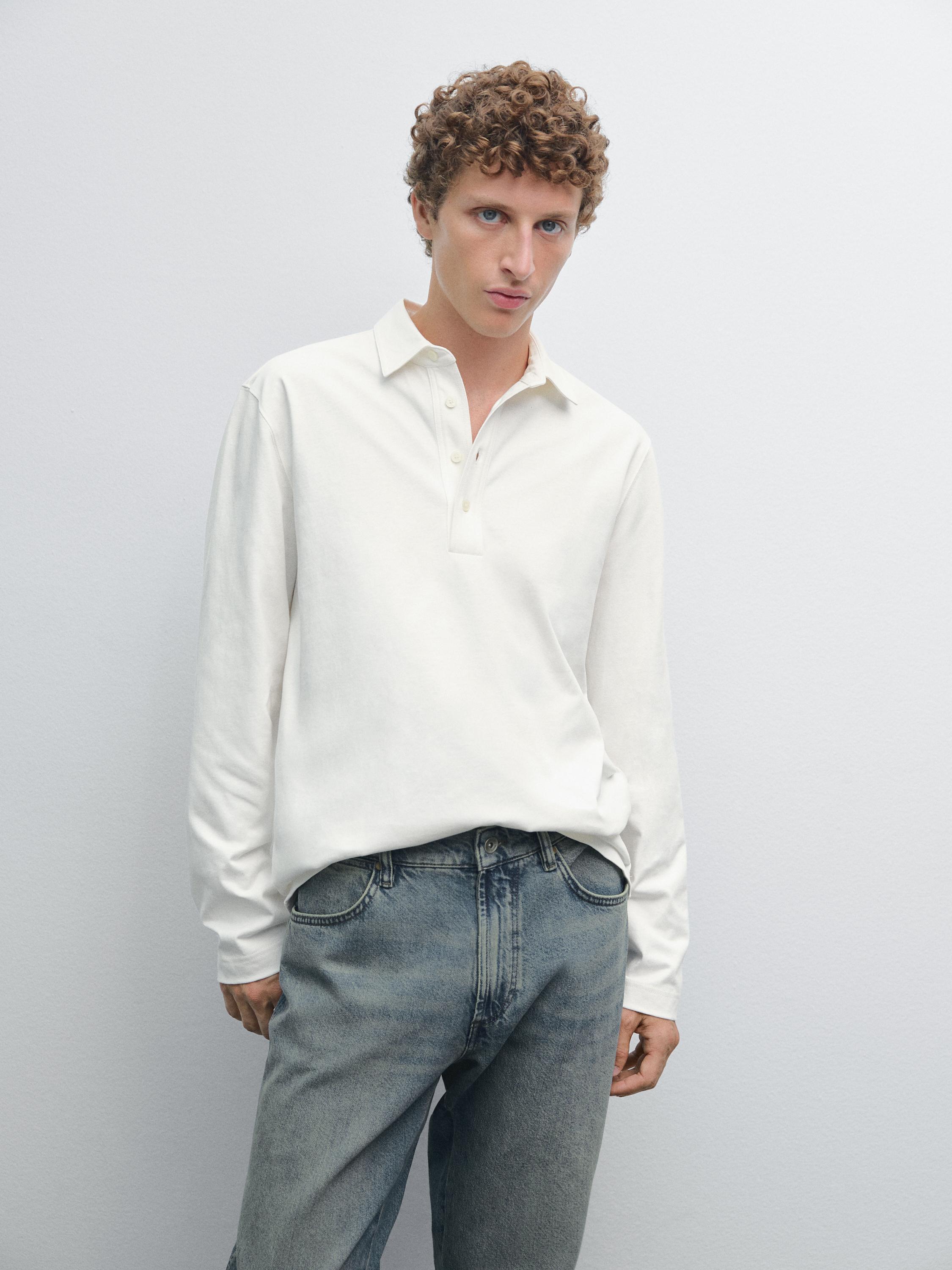 100% cotton long sleeve polo shirt