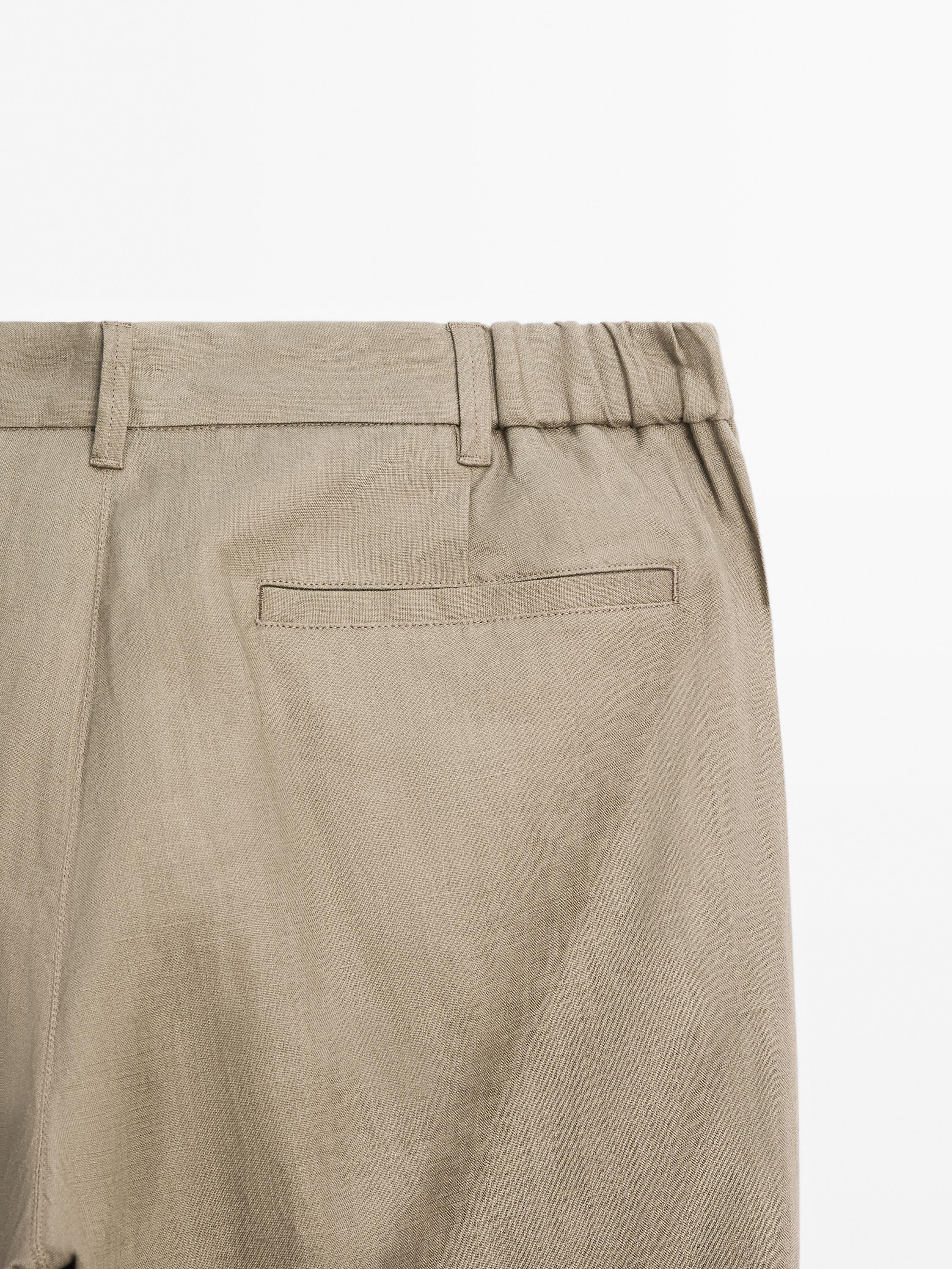 100% linen tapered fit trousers