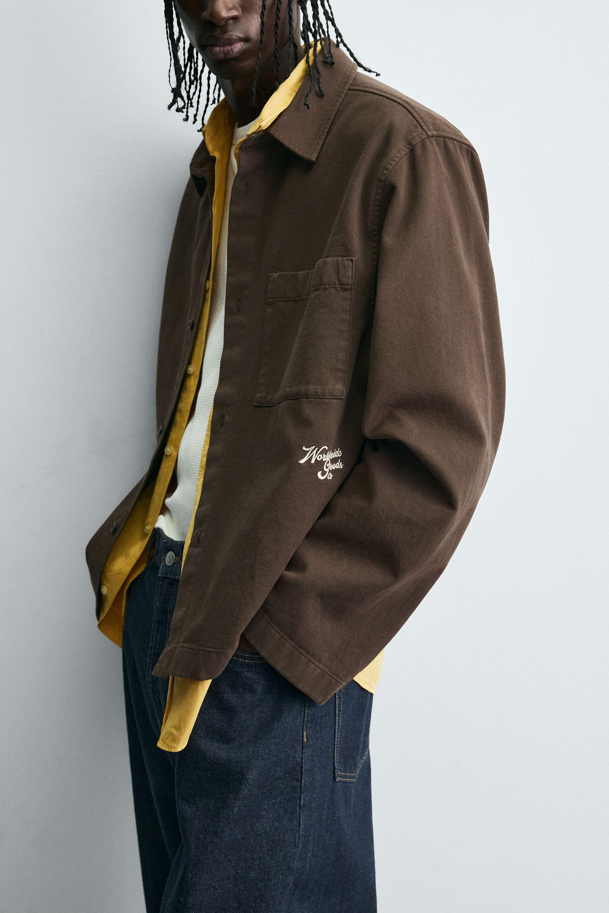 EMBROIDERED TEXTURED OVERSHIRT