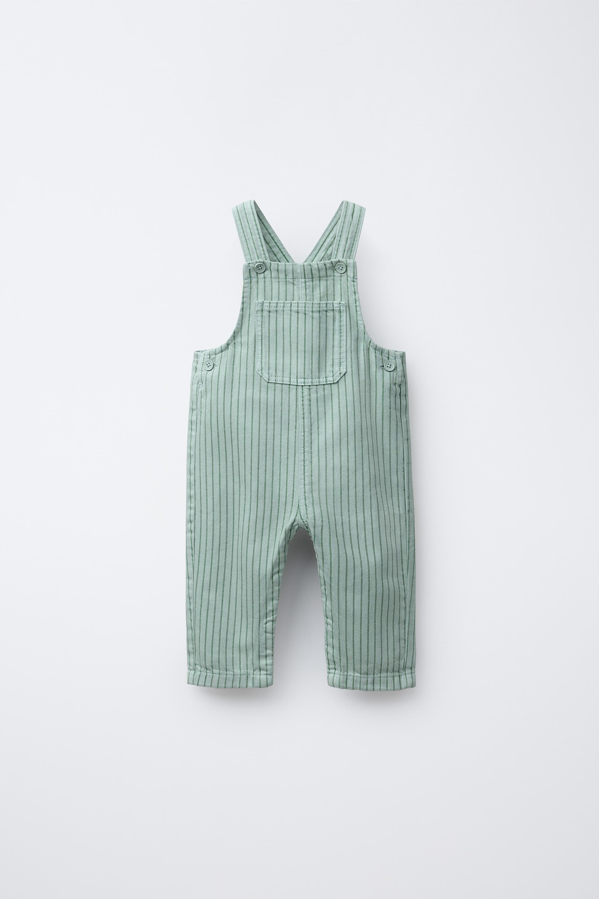STRIPED TWILL OVERALLS