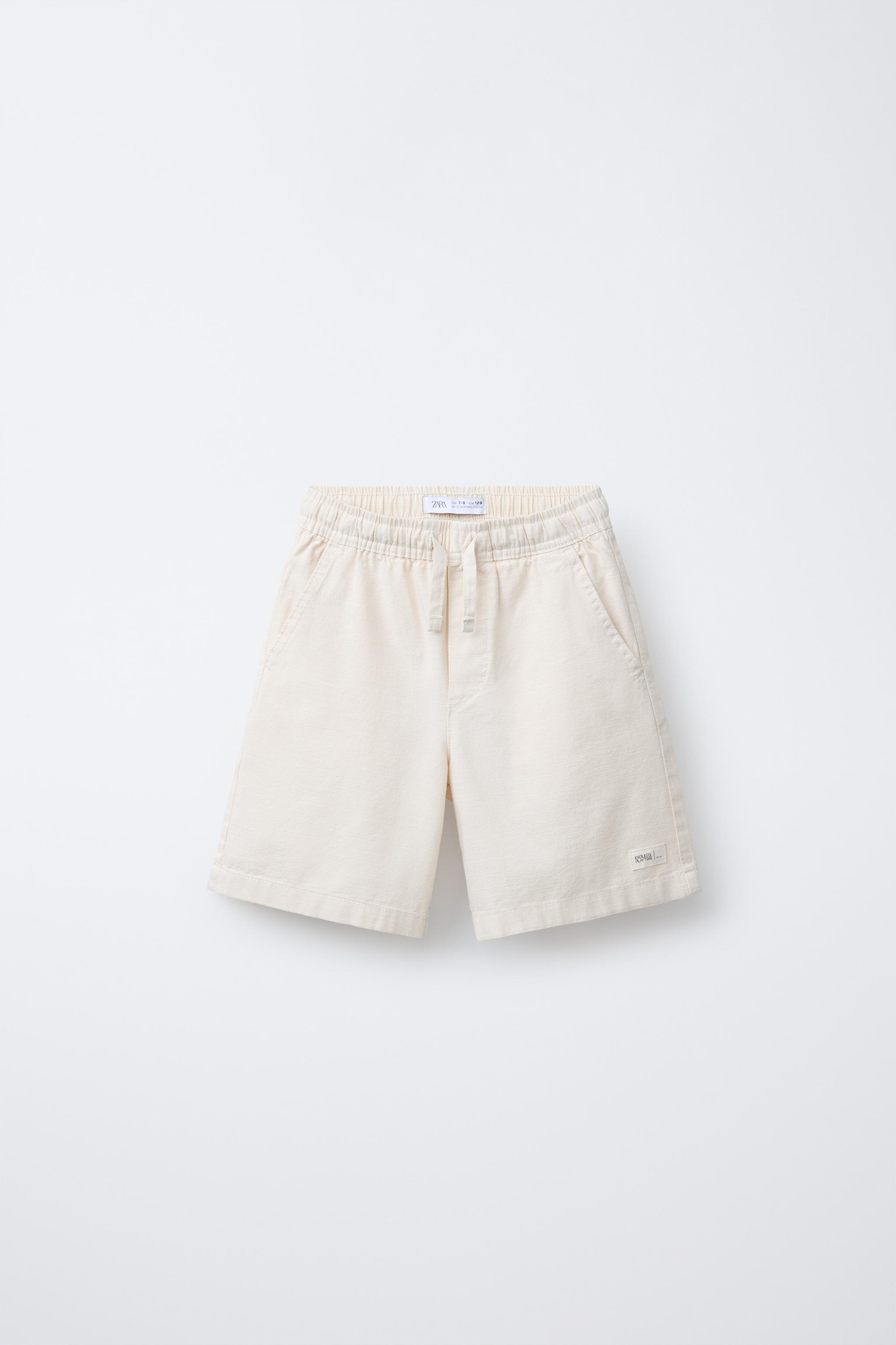 WIDE FIT COTTON SHORTS WITH LABEL