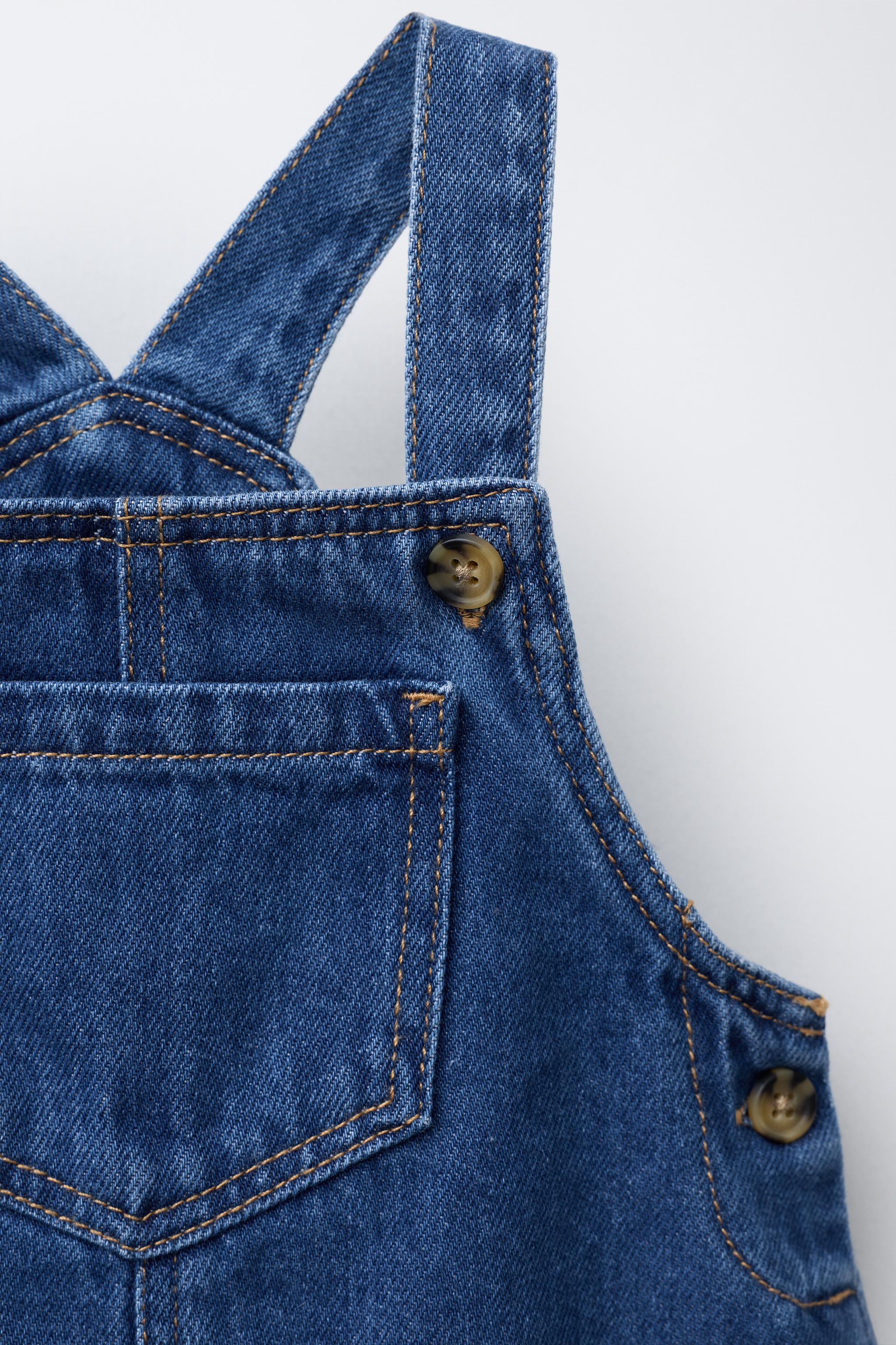 DENIM OVERALL DRESS WITH BLOOMERS