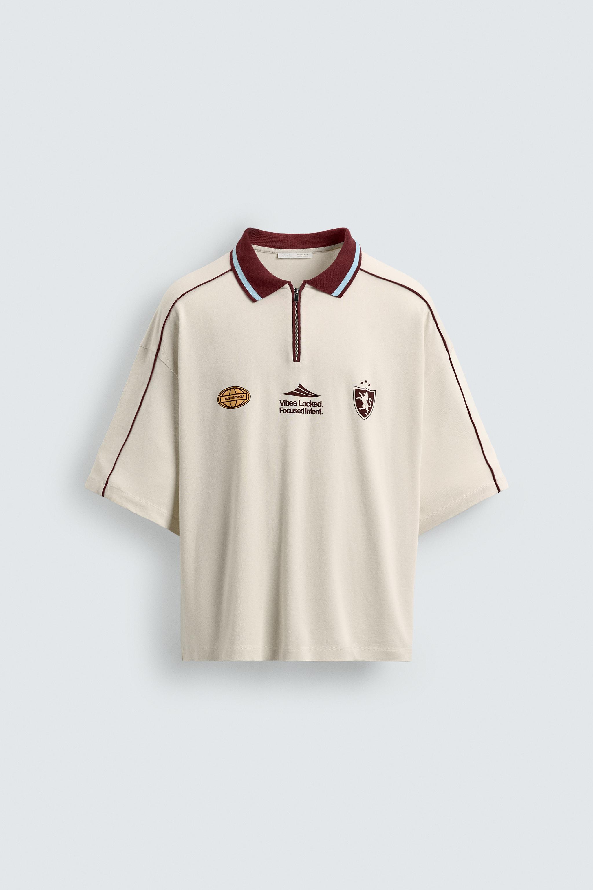 RETRO SOCCER PRINT POLO SHIRT