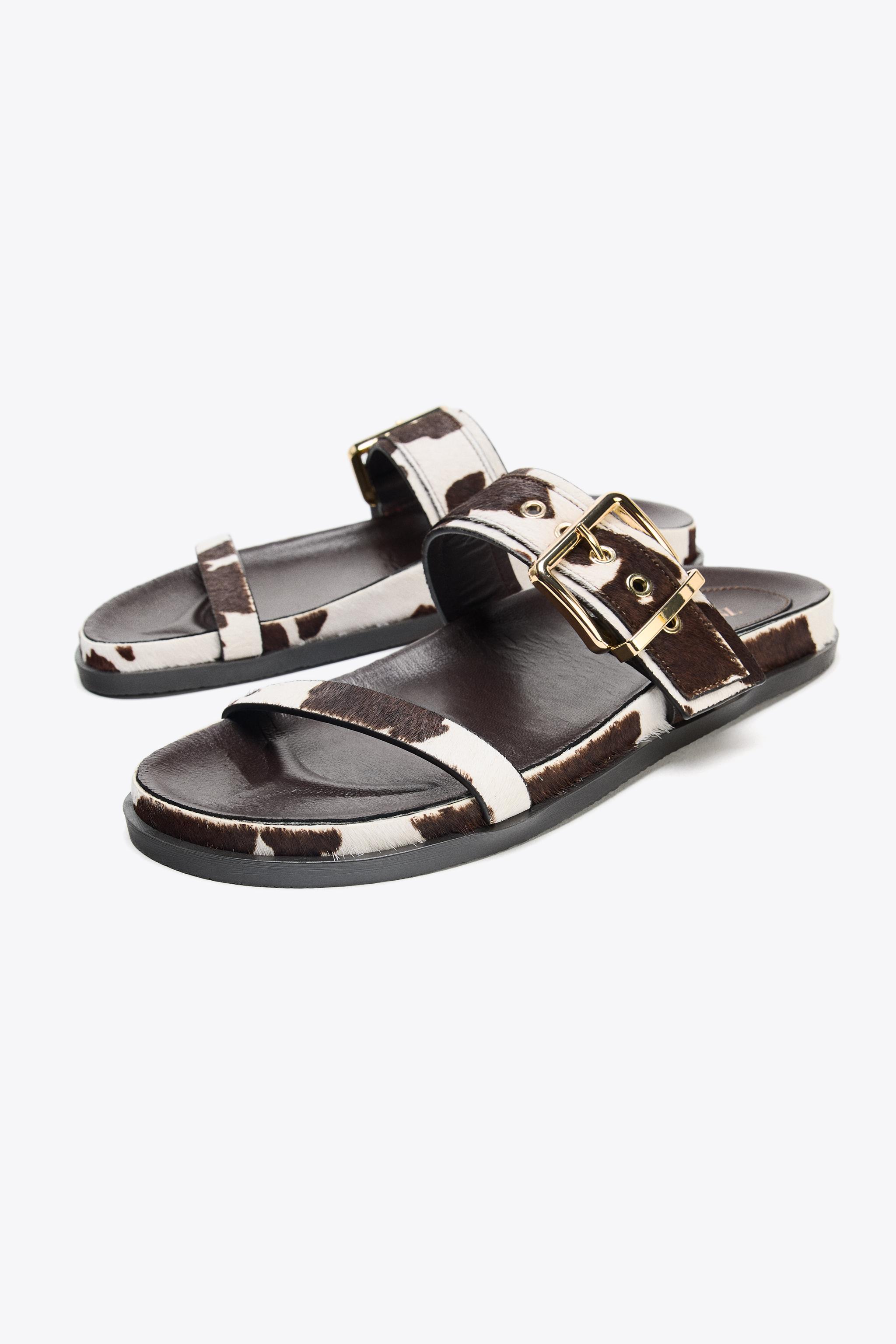 ANIMAL PRINT LEATHER SANDALS