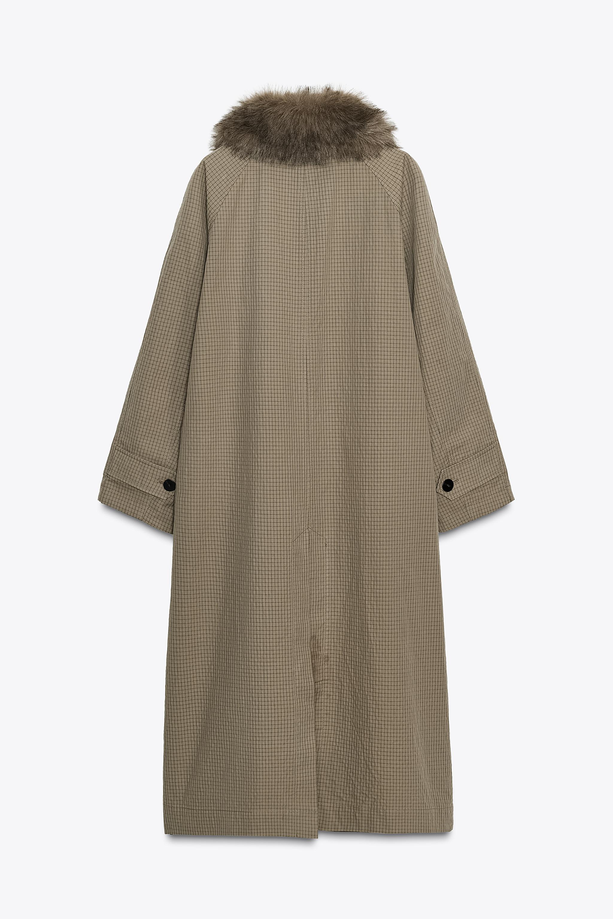 ZW COLLECTION REVERSIBLE FAUX FUR COLLAR TRENCH COAT