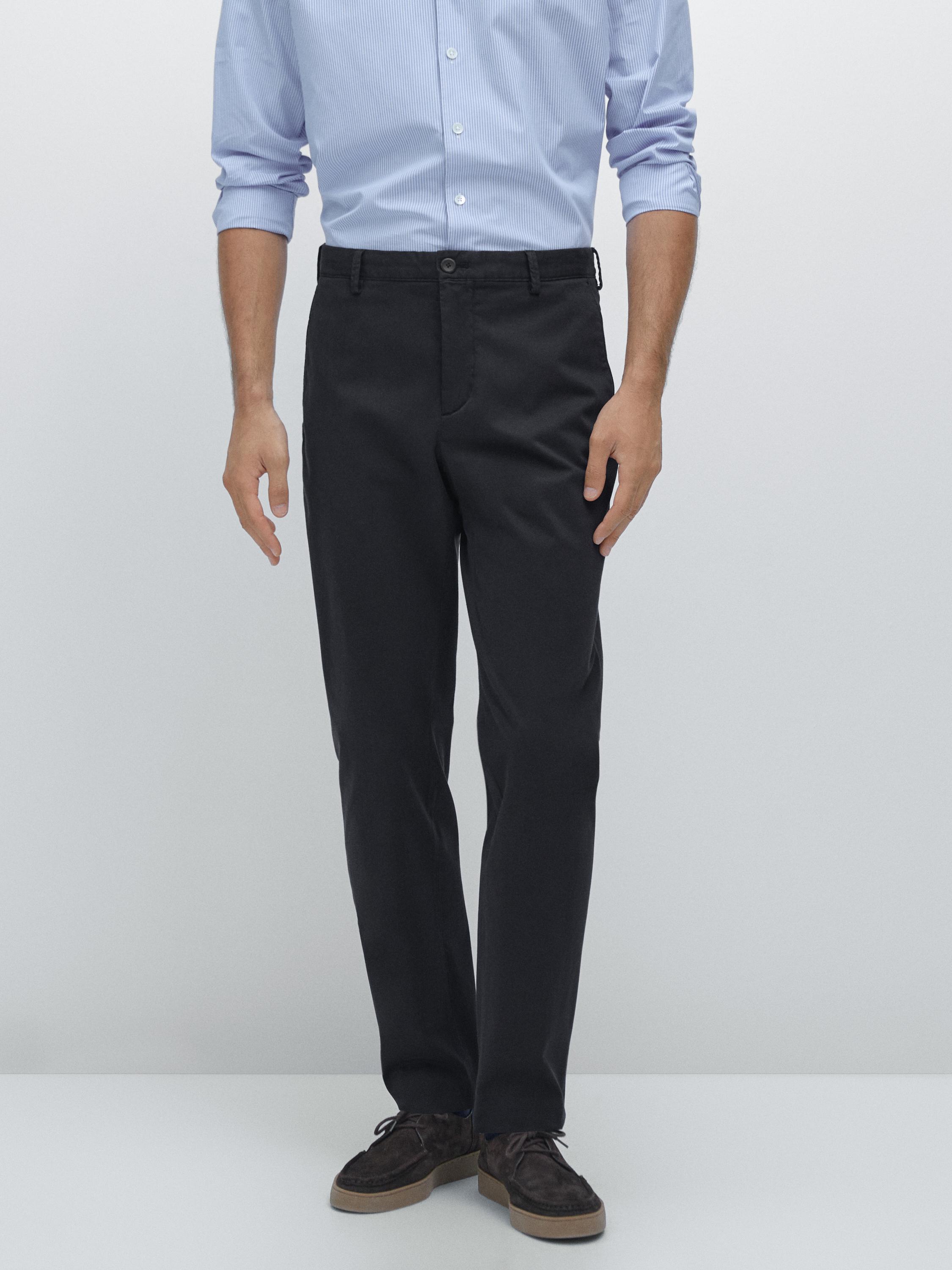 Slim fit textured trousers