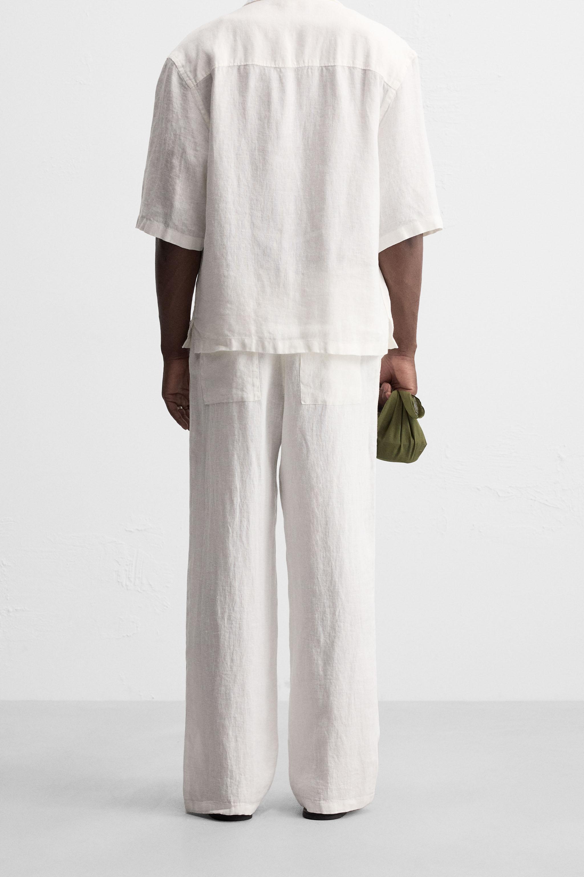RELAXED FIT 100% LINEN PANTS
