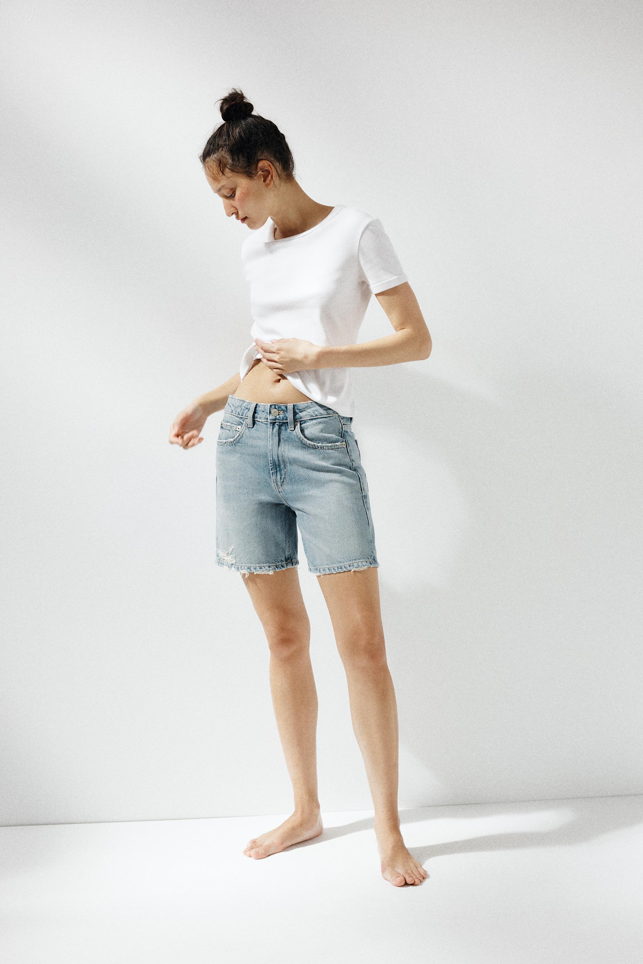 MID-RISE TRF DENIM SHORTS