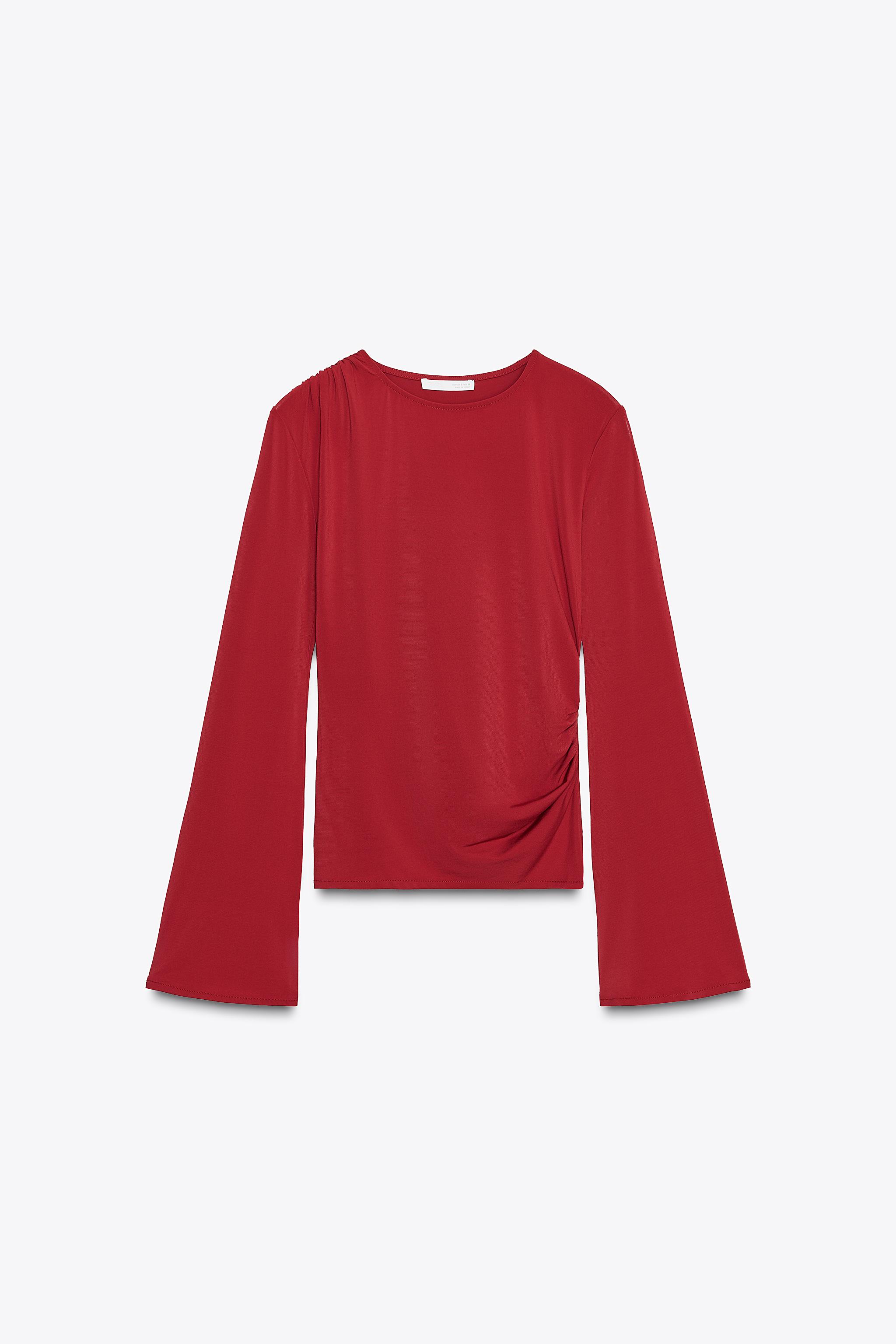 LONG SLEEVE RUCHED T-SHIRT