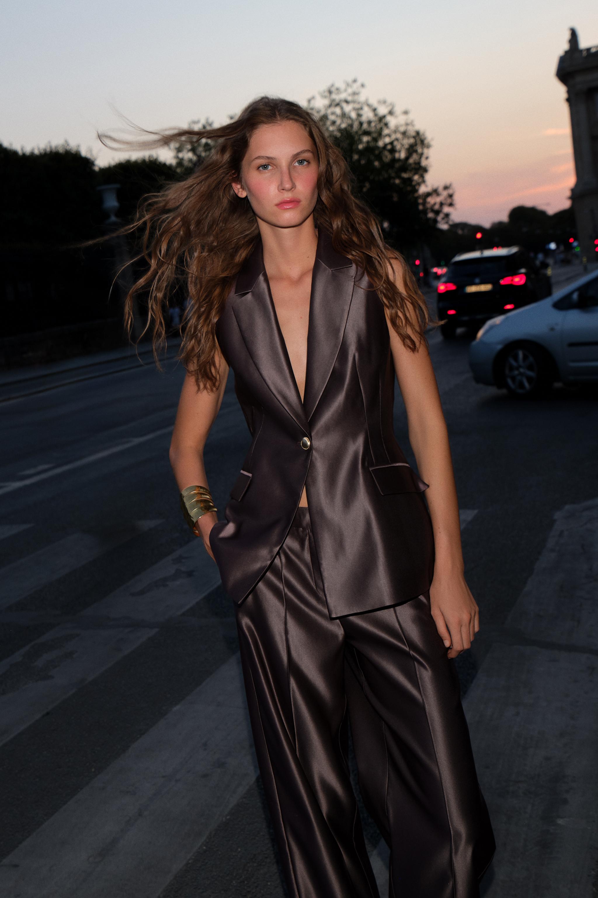 SATIN STRAIGHT LEG PANTS