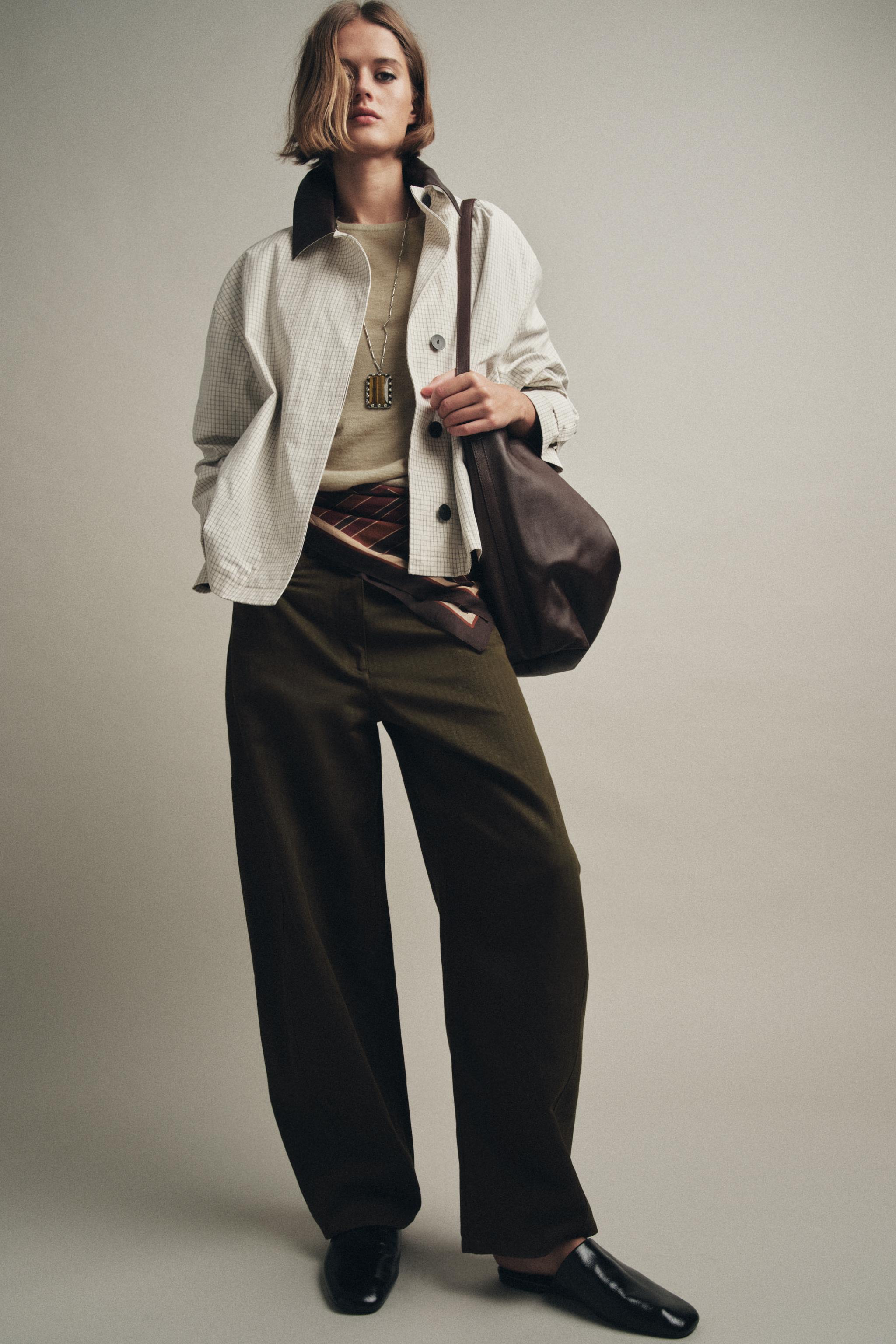 LEATHER COLLAR SHORT TRENCH COAT ZW COLLECTION