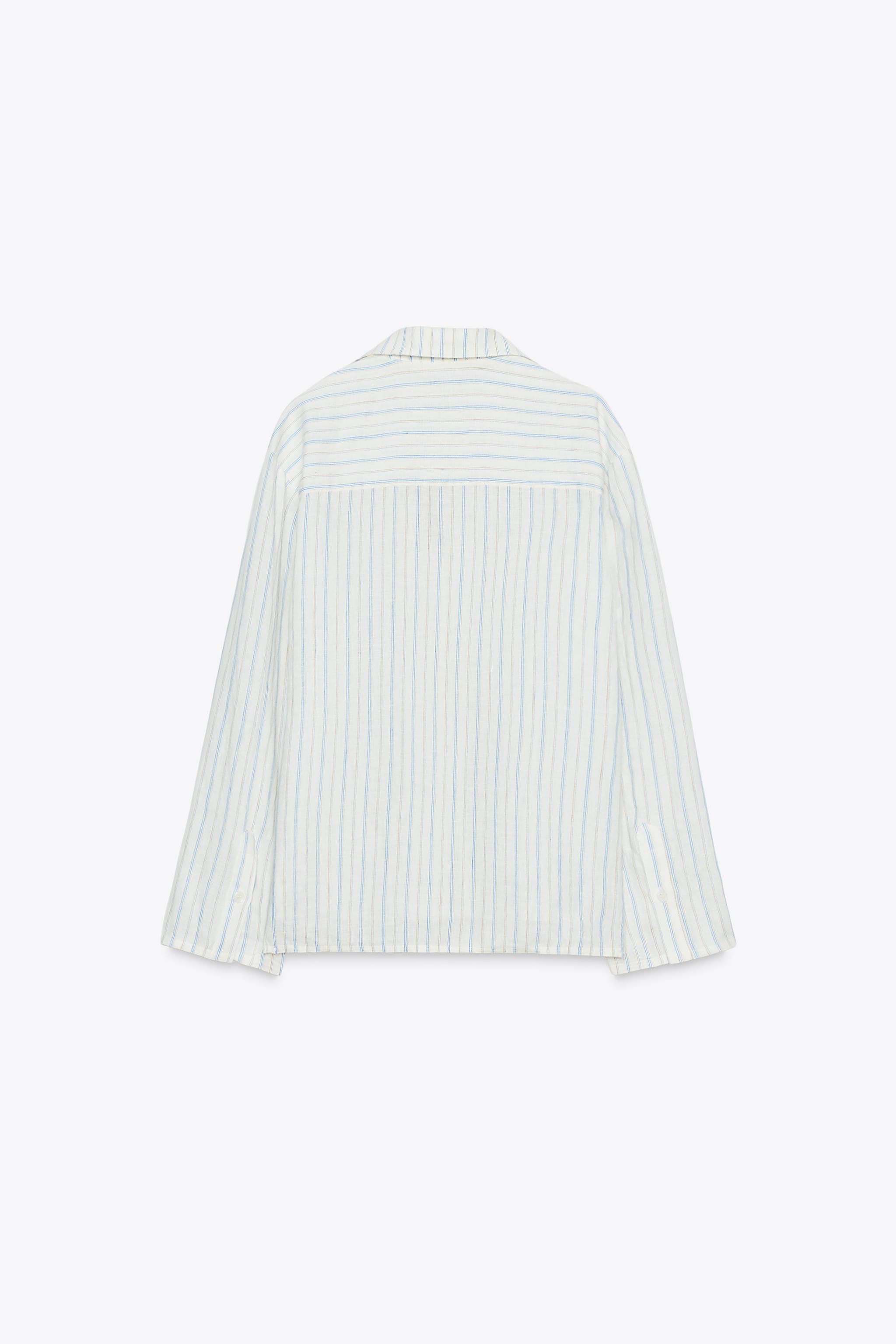 ZW COLLECTION STRIPED LINEN PAJAMA SHIRT
