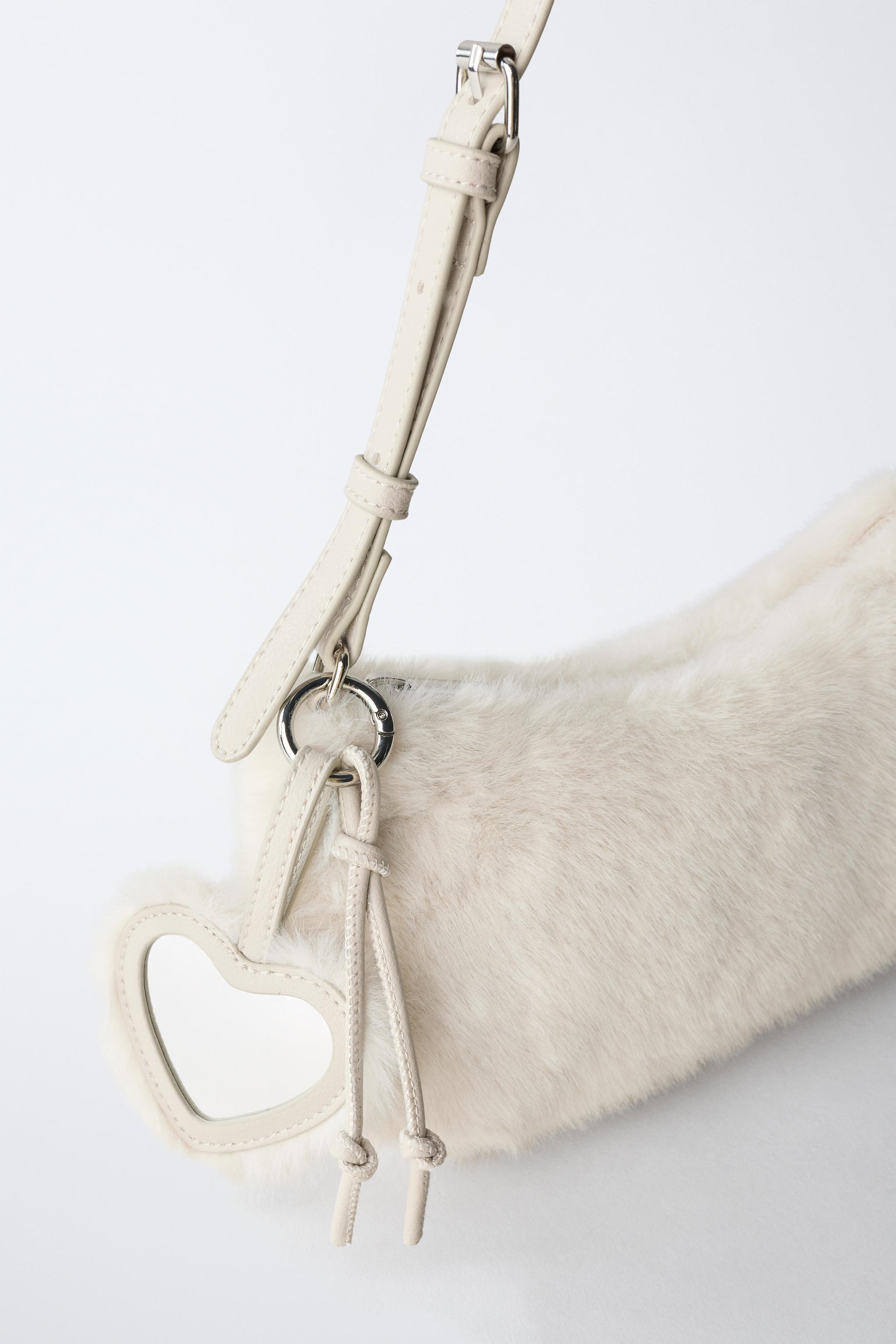FAUX FUR SHOULDER BAG WITH CHARM